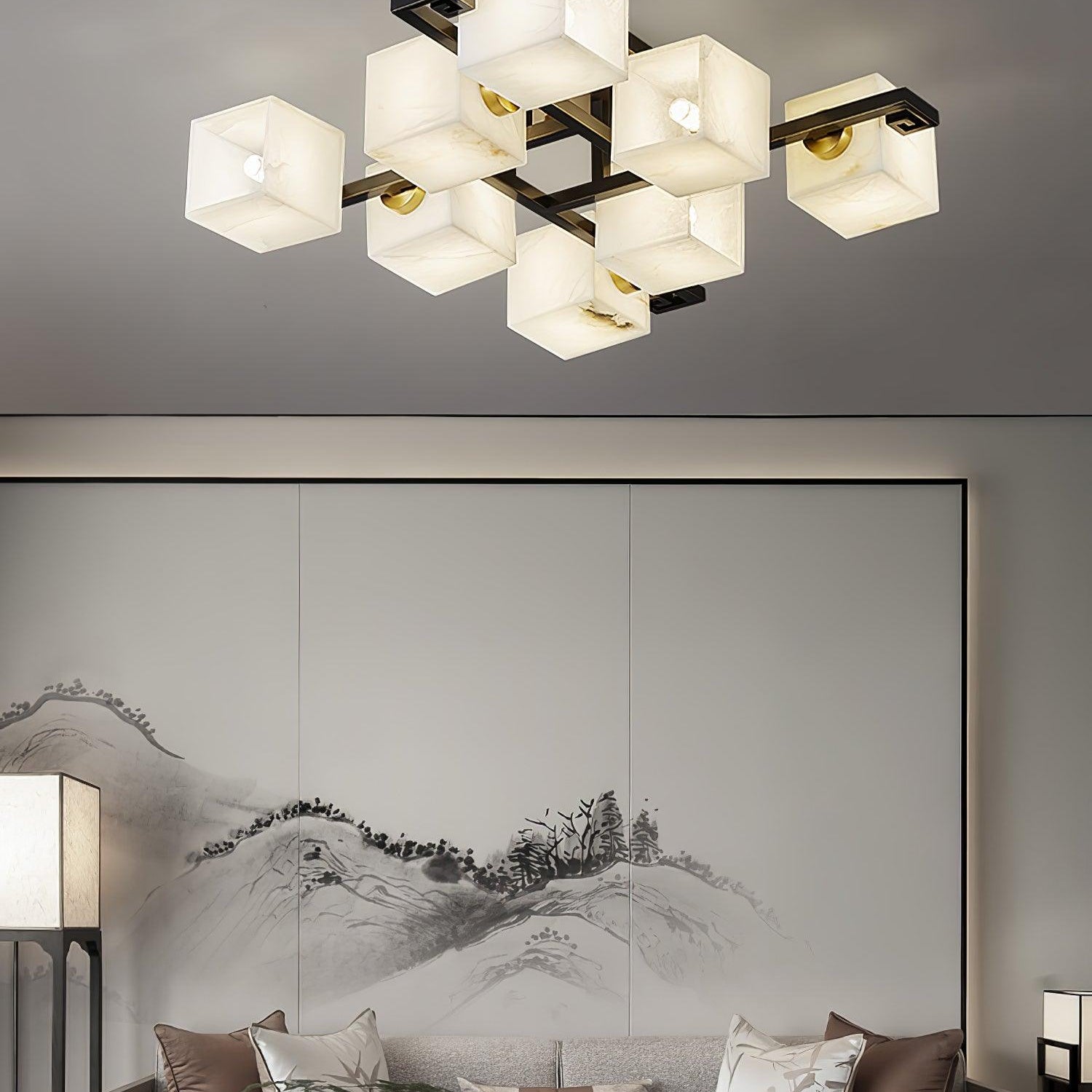 Cubist Alabaster Cluster Ceiling Lamp - by Blushlighting