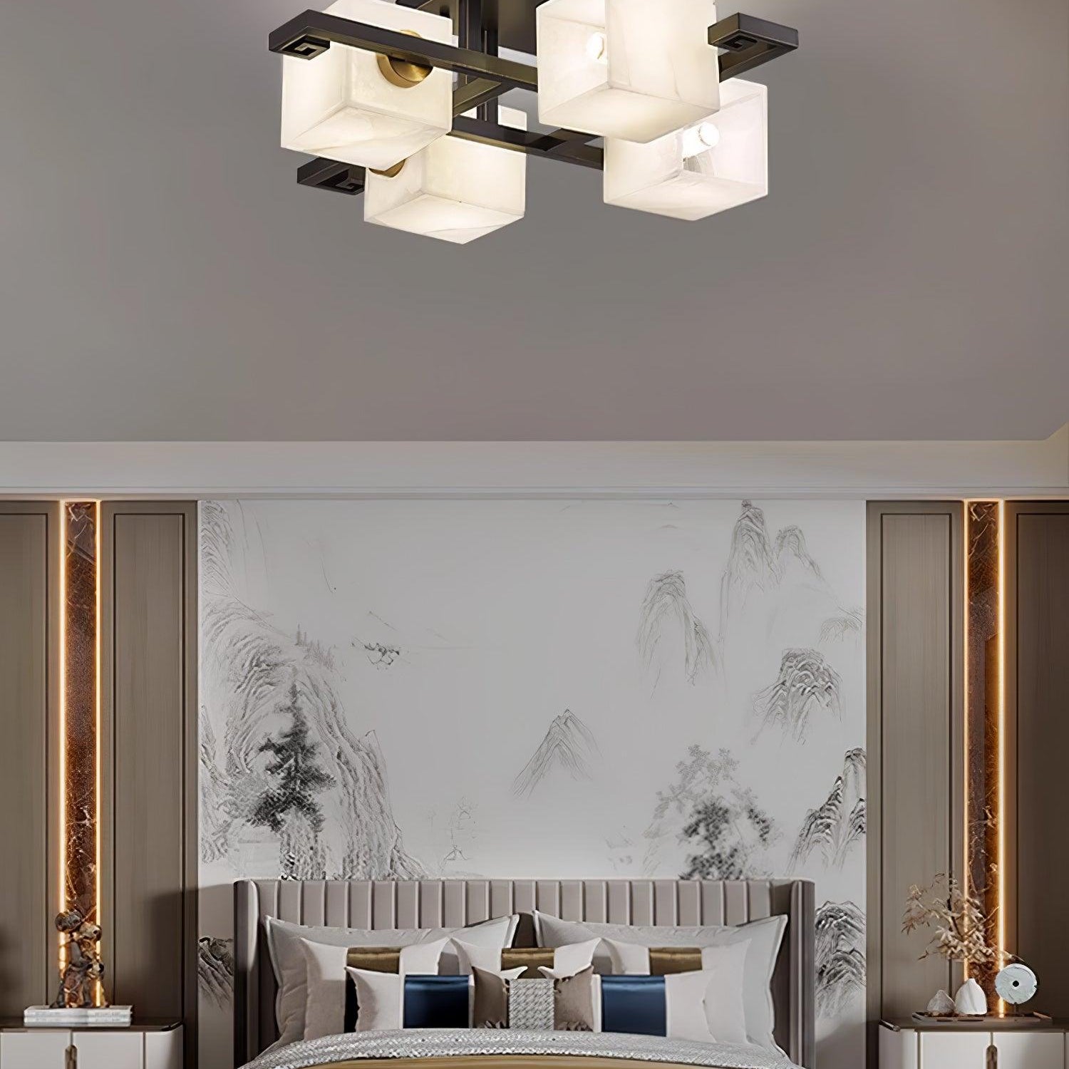 Cubist Alabaster Cluster Ceiling Lamp - by Blushlighting