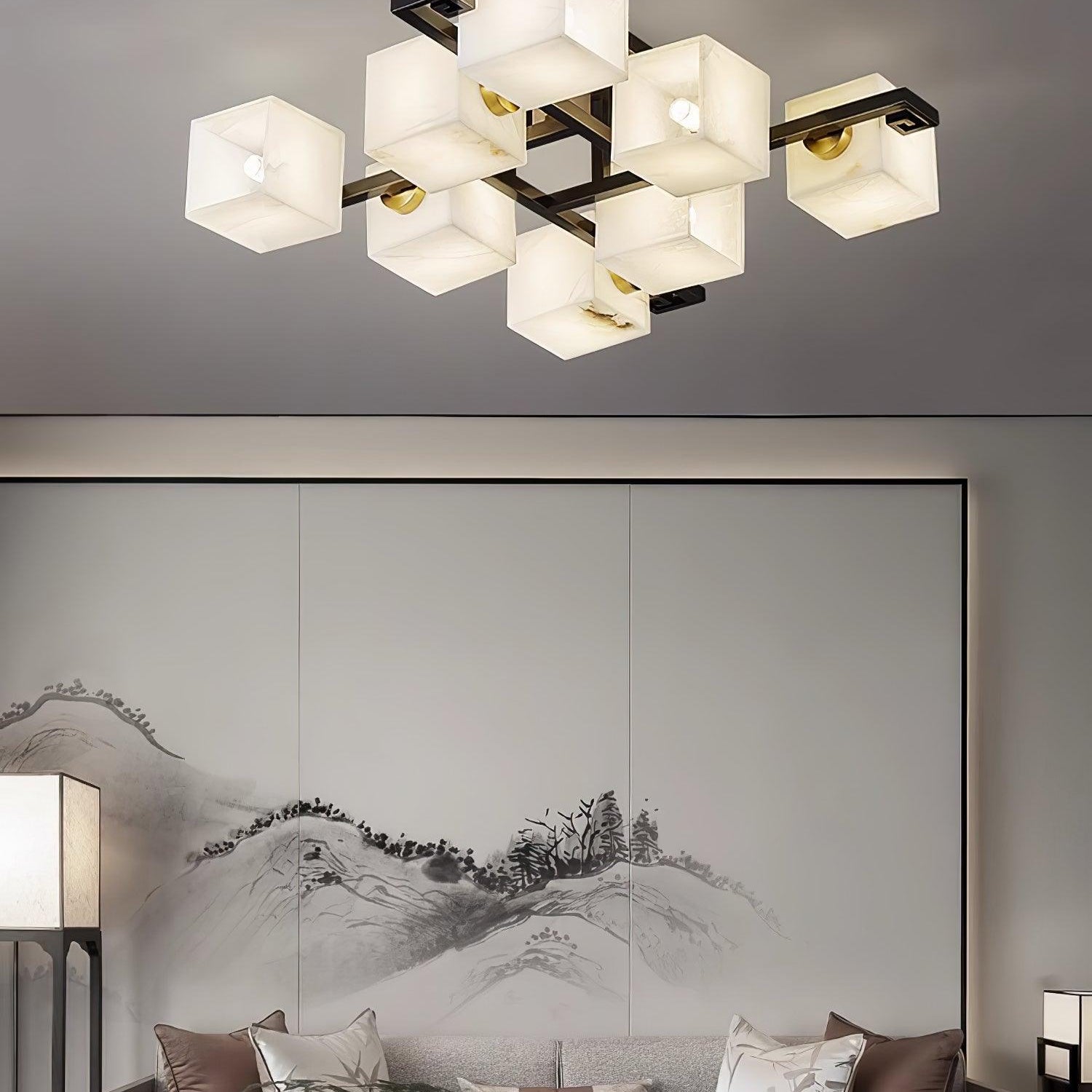 Cubist Alabaster Cluster Ceiling Lamp - by Blushlighting