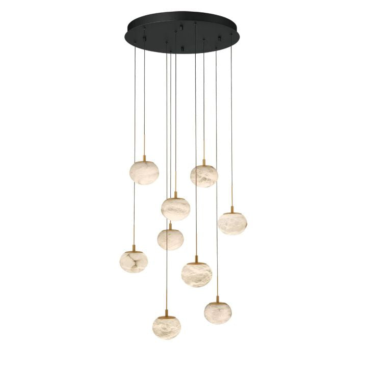 Cudor Round LED Chandelier-Chandelier-Matte Black-9 Light-Blushlighting