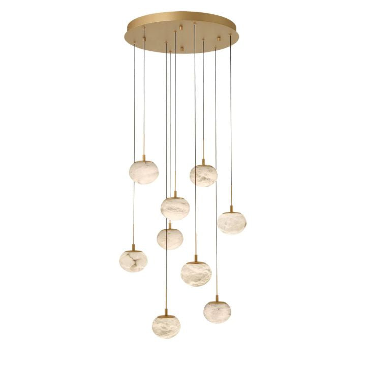 Cudor Round LED Chandelier-Chandelier-Antique Brass-9 Light-Blushlighting