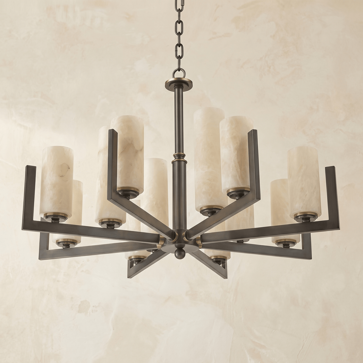 Cylinder 3-arm Alabaster Pendant Light - Blushlighting