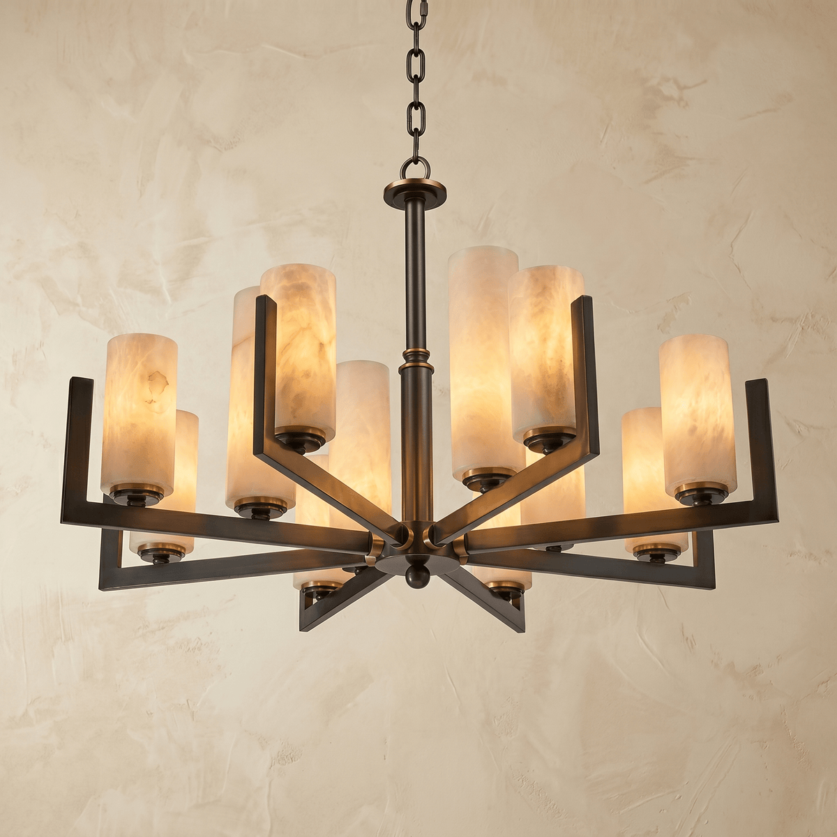 Cylinder 3-arm Alabaster Pendant Light - Blushlighting