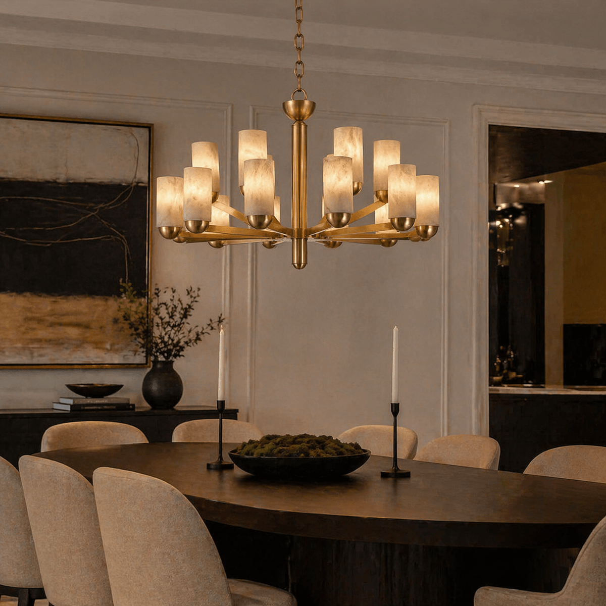 Cylinder Shade Alabaster Pendant Light - Ø40.2" × H29.5" (Ø102 × H75 cm)Blushlighting