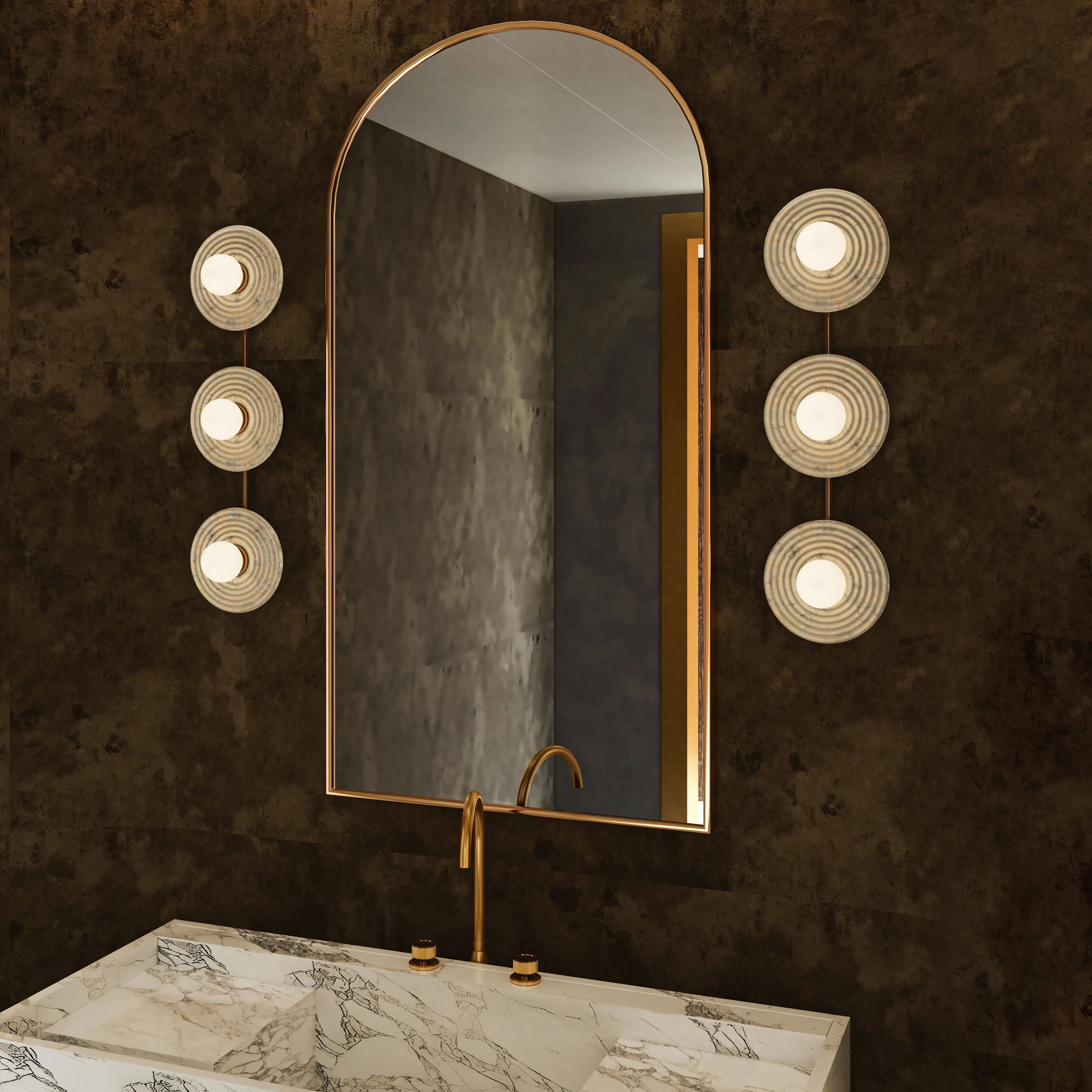 Dahlia Triple Alabaster Wall Sconce - Urban BronzeBlushlighting