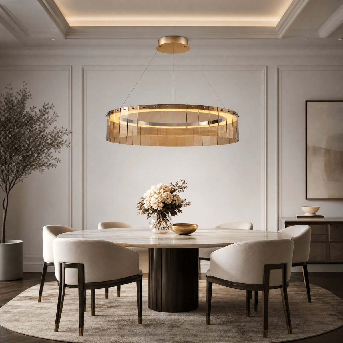 Dalton Glass Circular Chandelier 39" - Blushlighting