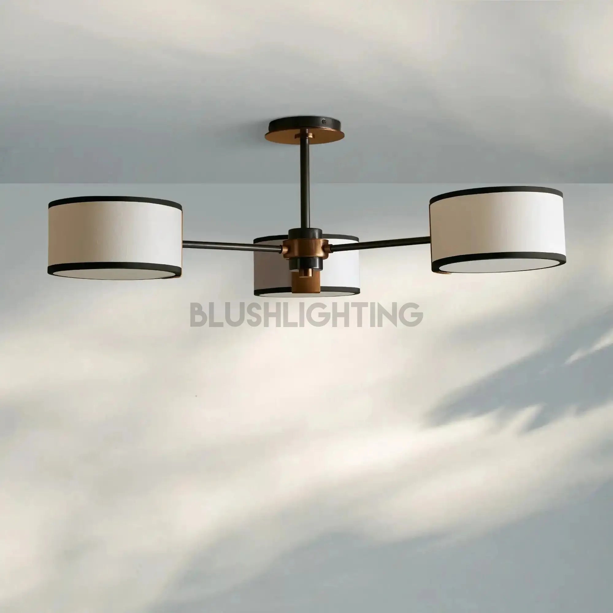 Daphne Fabric Flush Mount-Lighting-Blushlighting-Black&White-Blushlighting