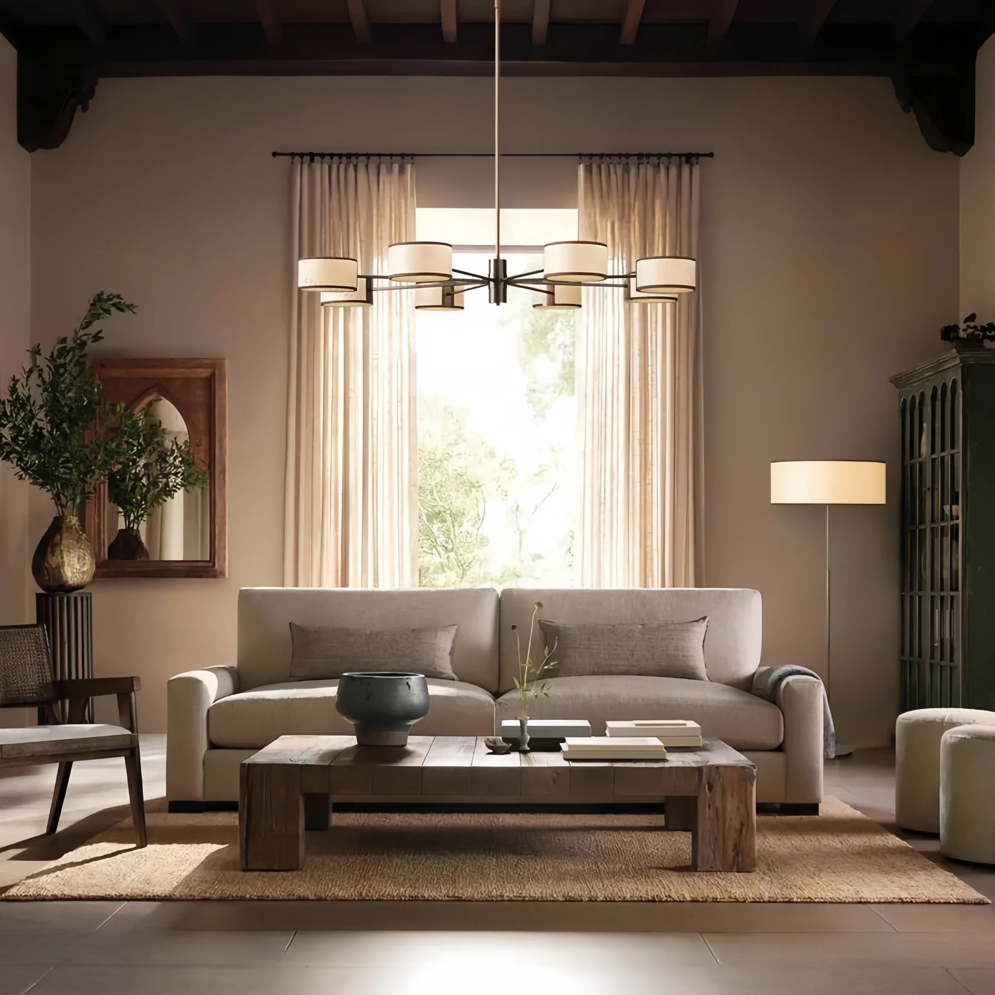 Daphne Linear Chandelier 62" - EcruBlushlighting