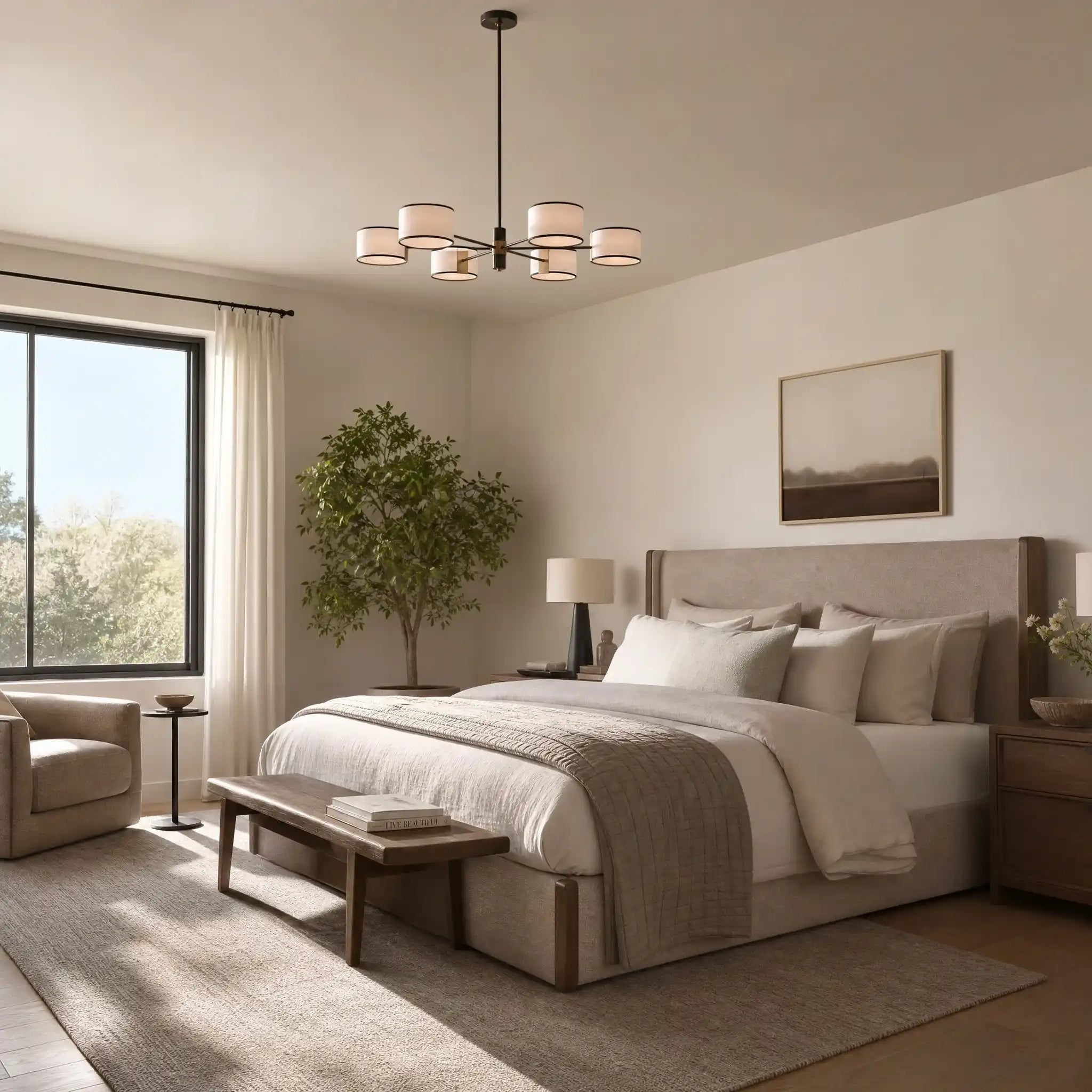 Daphne Round Chandelier 48''60'' - 48"EcruBlushlighting