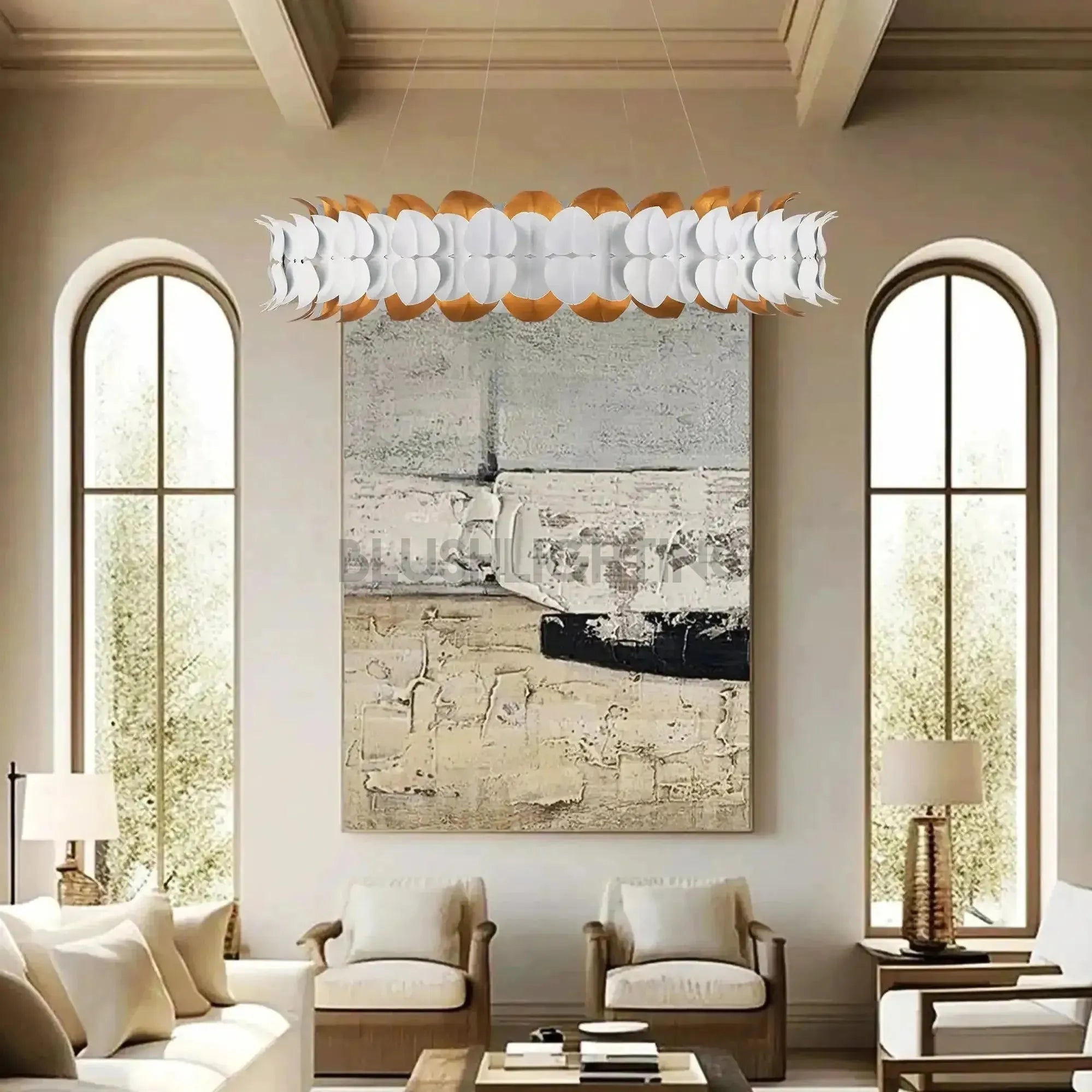 Darla Chandelier Sculpted Leaves 39" - Blushlighting