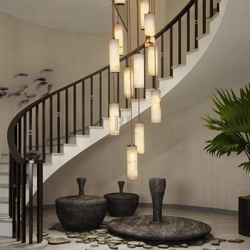 Darlen Modern Staircase Chandelier - 6 LightsRemote Control (Dimmable)Blushlighting