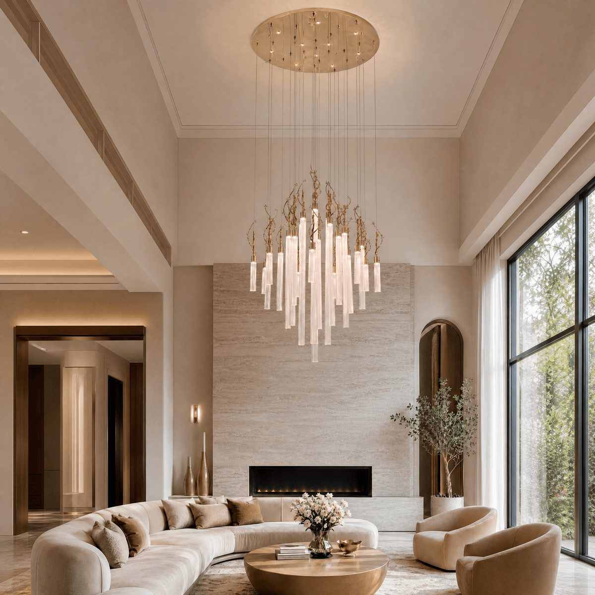 Davina Modern Glass Round Chandelier 47" - Blushlighting