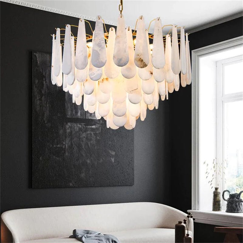 Deborah Alabaster Foyer Chandelier Lighting, Luxury Modern Lighting - D 21.7"Blushlighting