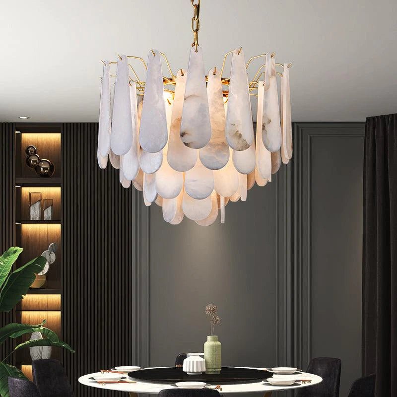 Deborah Alabaster Foyer Chandelier Lighting, Luxury Modern Lighting - D 21.7"Blushlighting