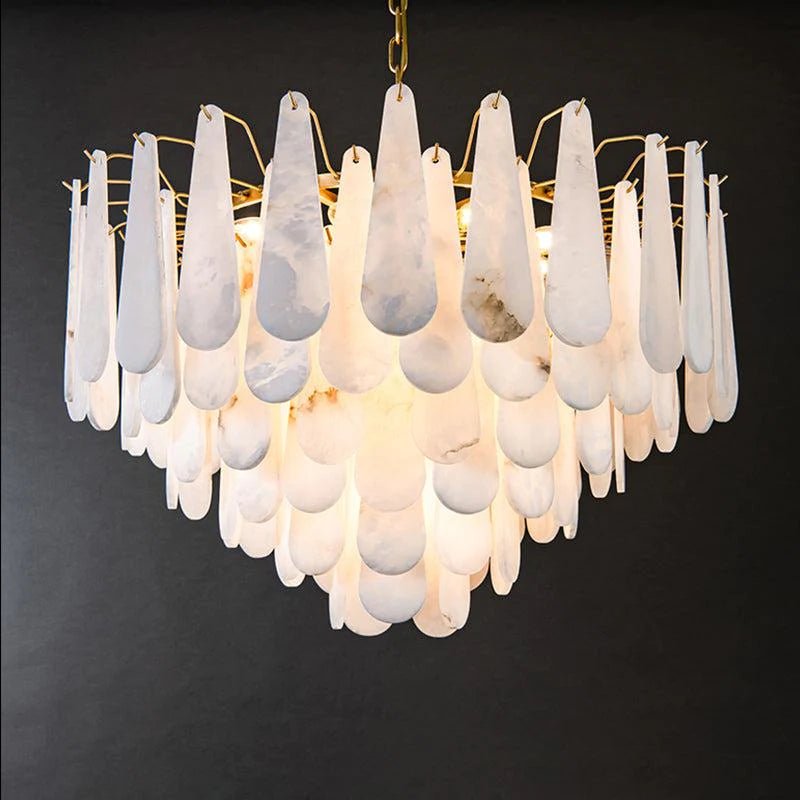 Deborah Alabaster Foyer Chandelier Lighting, Luxury Modern Lighting - D 31.5"Blushlighting