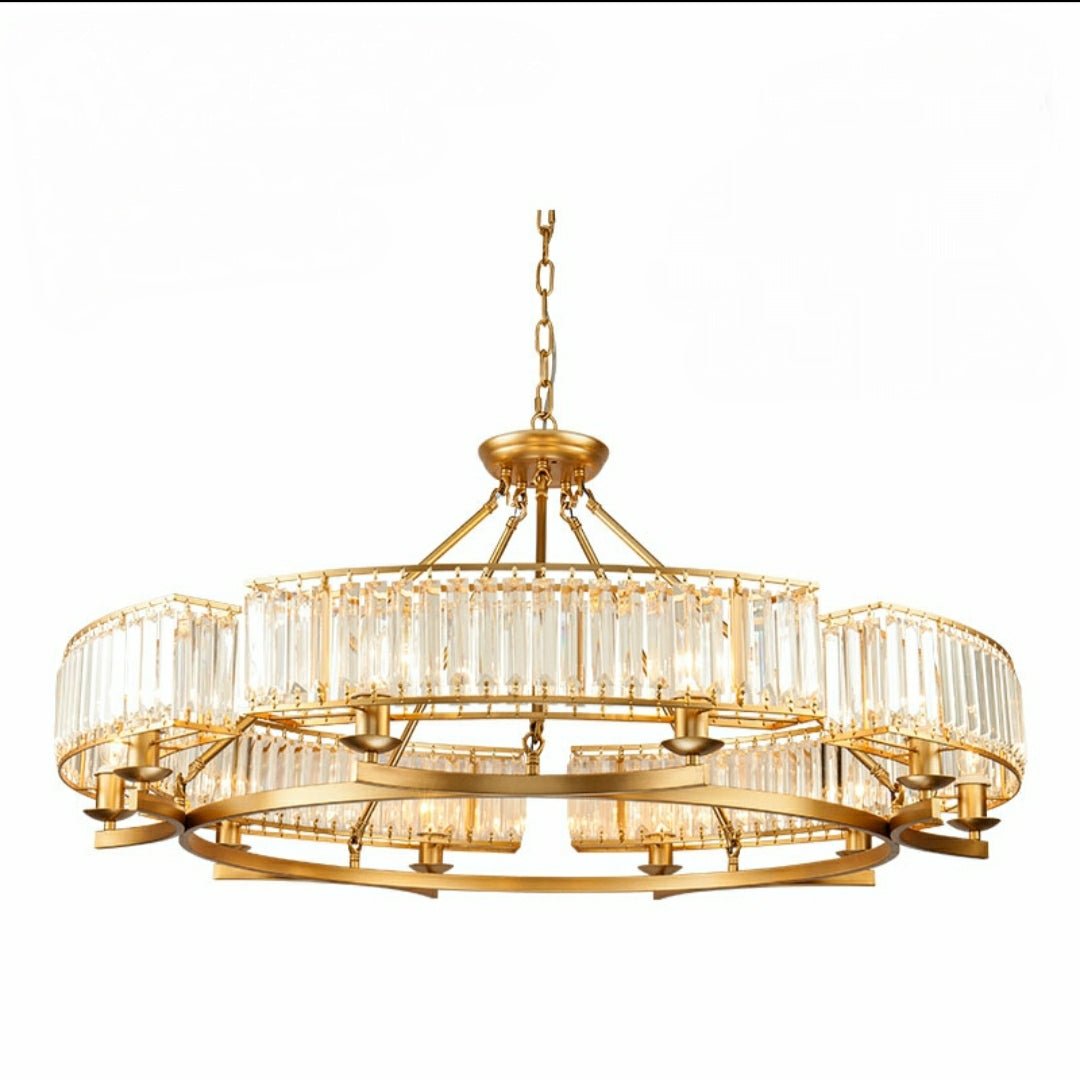 Decorative 6/ 8/ 10/ 12 - Light Crystal Ceiling Chandelier Triangular Prism Island Light Fixture Metal Shade for Living Room - 6 Lights/ D23.6"*H19.7"GoldWarm LightBlushlighting