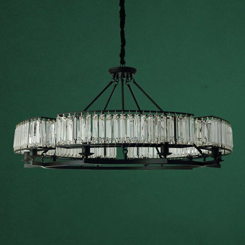 Decorative 6/ 8/ 10/ 12 - Light Crystal Ceiling Chandelier Triangular Prism Island Light Fixture Metal Shade for Living Room - 2 Layers/ 12+6 Lights/ D41.3"*H29.5"/37kgCoffeeWarm LightBlushlighting