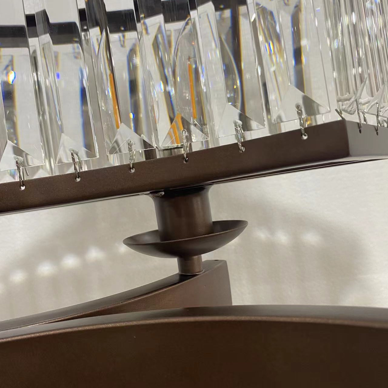 Decorative 6/ 8/ 10/ 12 - Light Crystal Ceiling Chandelier Triangular Prism Island Light Fixture Metal Shade for Living Room - 2 Layers/ 12+6 Lights/ D41.3"*H29.5"/37kgGoldWarm LightBlushlighting