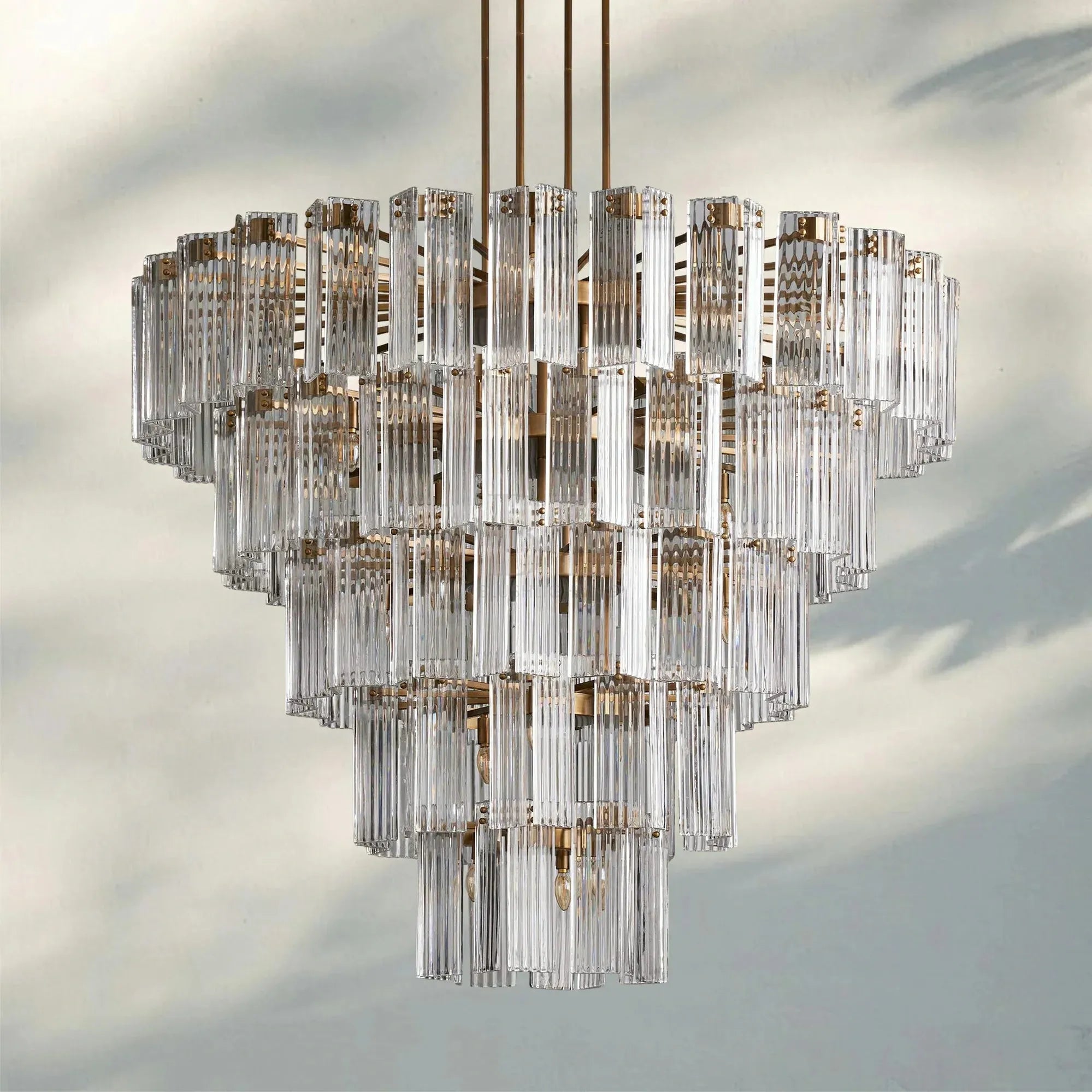 Delsia Round Chandelier 38''48''60''-60‘’-Brass-Clear
