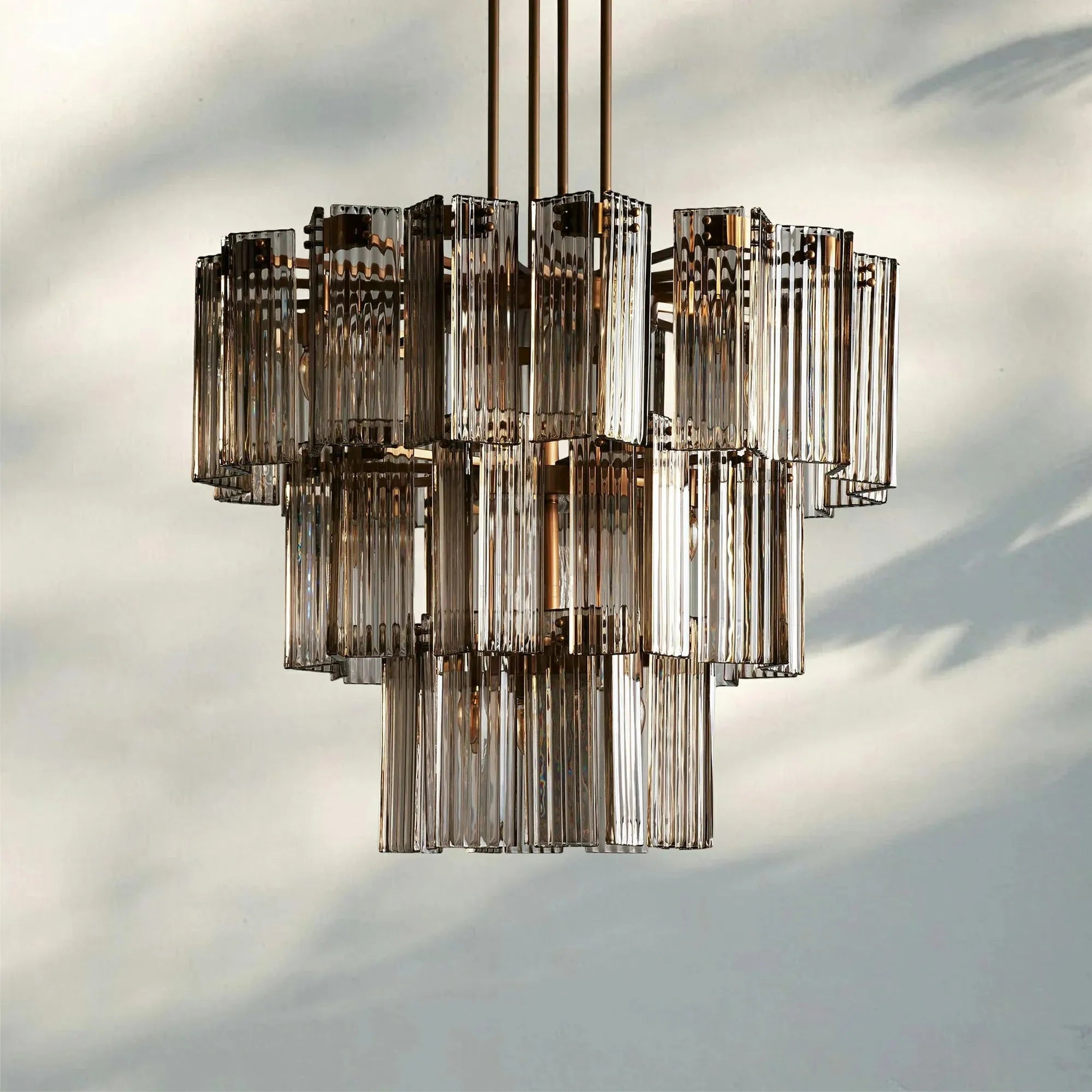 Delsia Round Chandelier 38''48''60''-38‘’-Brass-Smoke