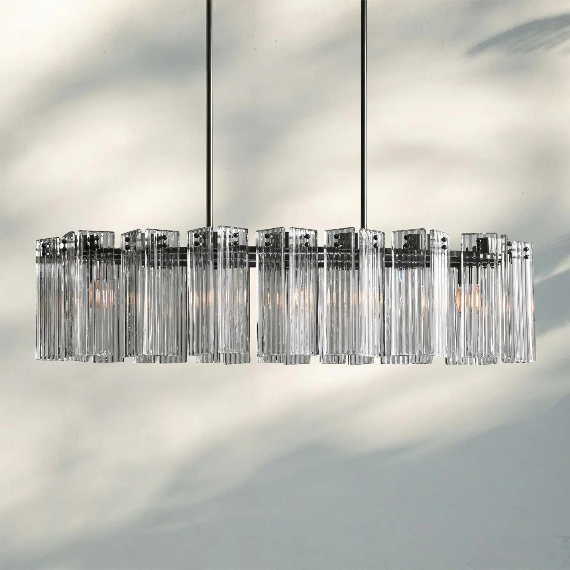 Delsie Oval Chandelier - 51''BrassSmokeBlushlighting