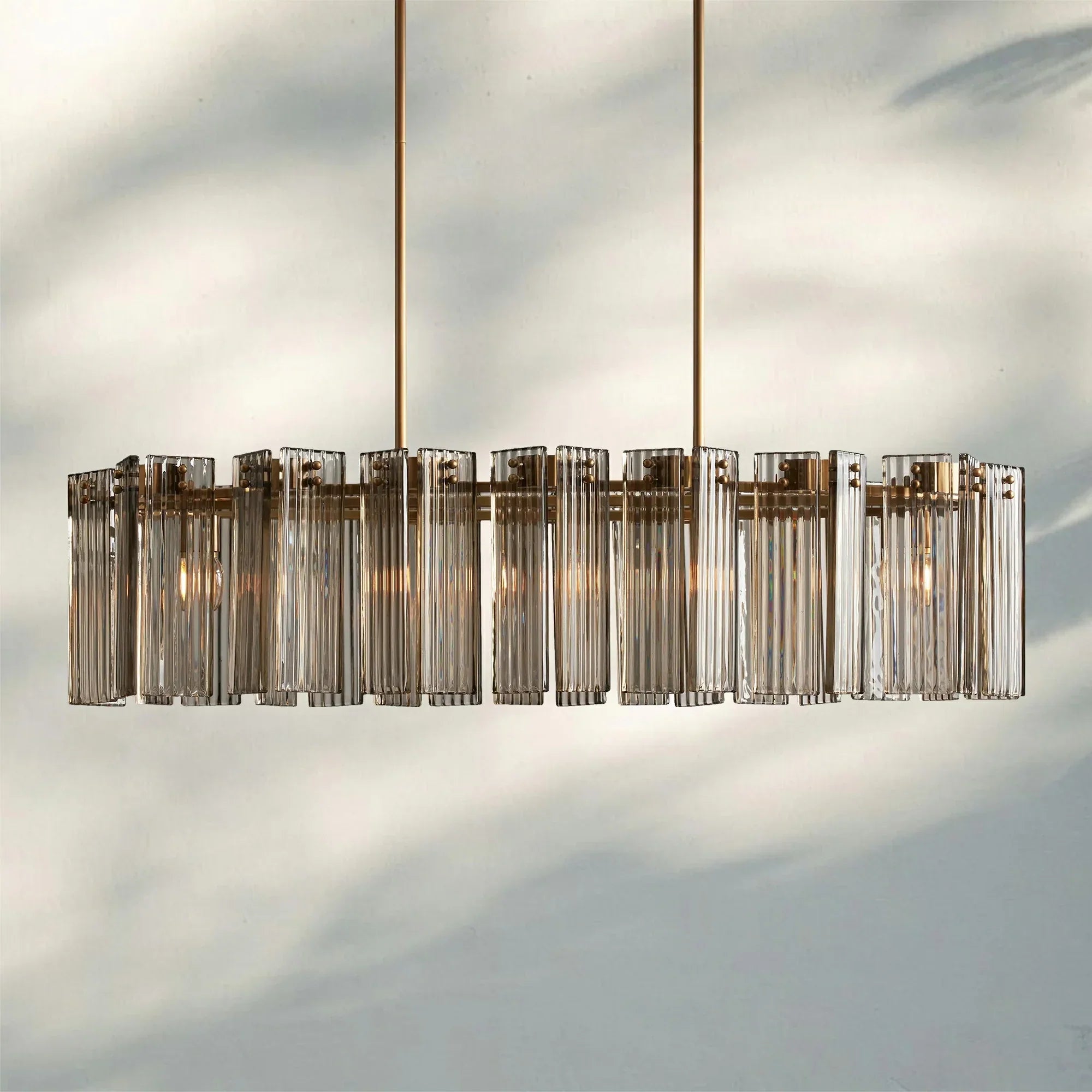 Delsie Oval Chandelier - 51''BrassSmokeBlushlighting