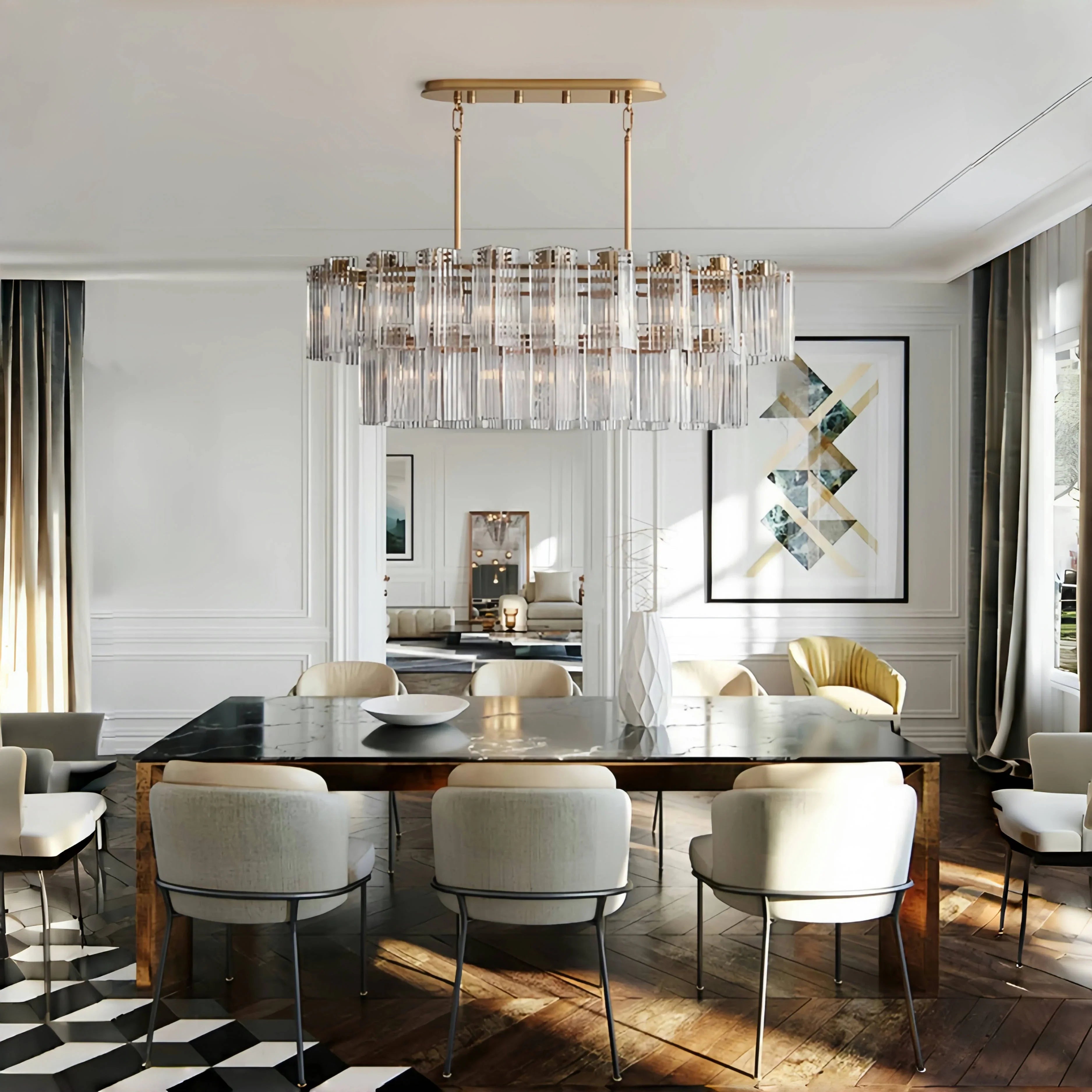 Delsie Oval Chandelier - 63''BrassClearBlushlighting