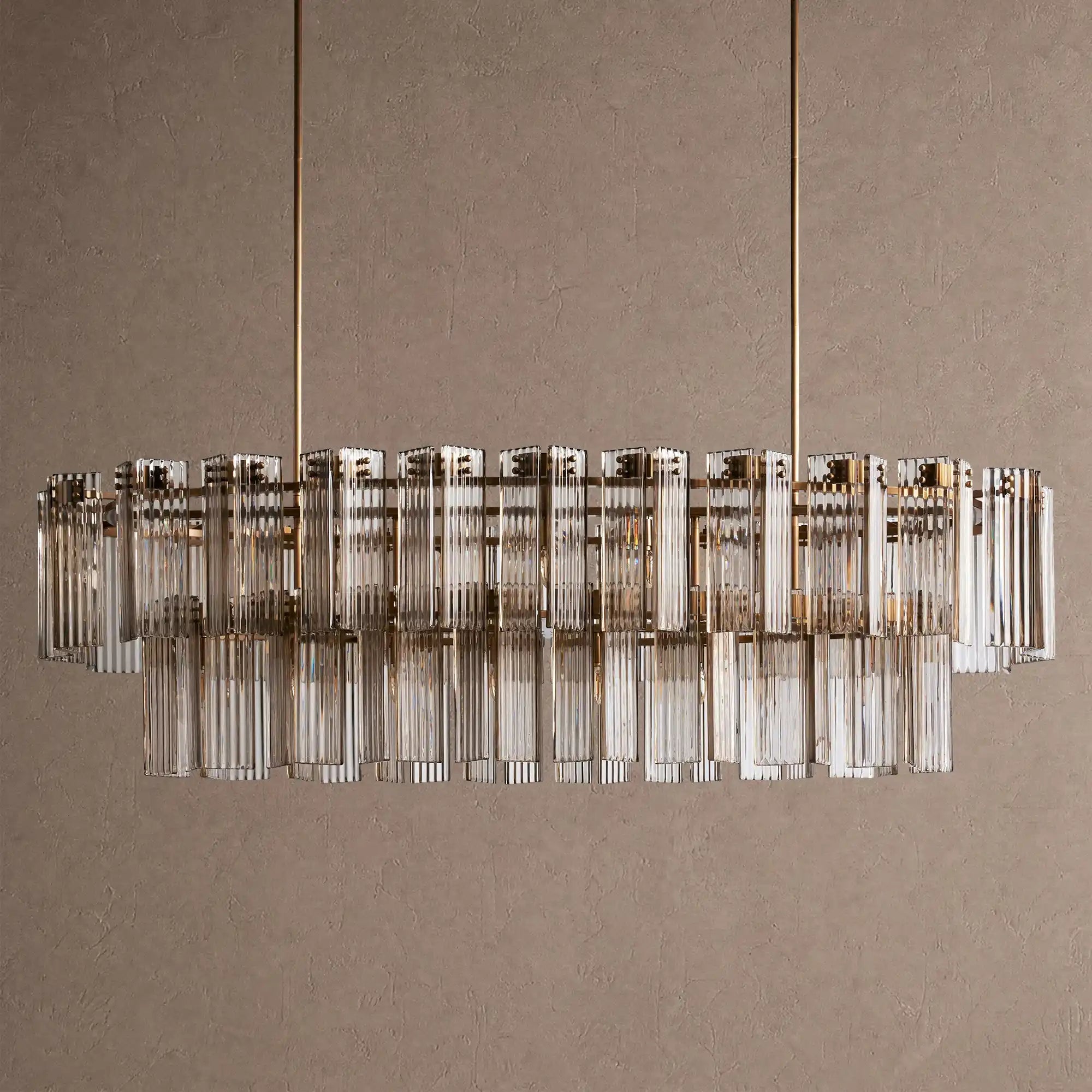 Delsie Oval Chandelier - 72''BlackClearBlushlighting