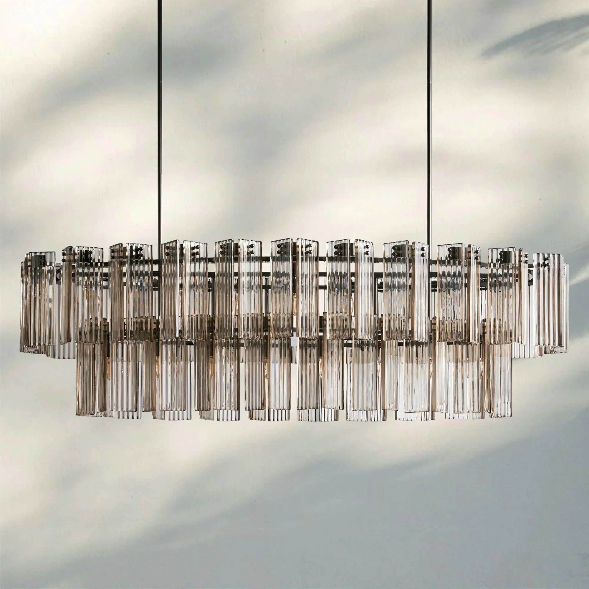 Delsie Oval Chandelier - 51''BronzeSmokeBlushlighting