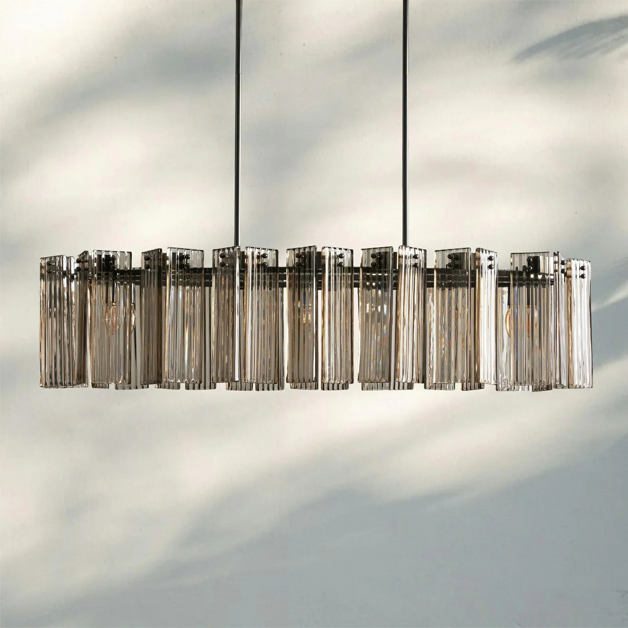 Delsie Oval Chandelier - 51''BronzeSmokeBlushlighting
