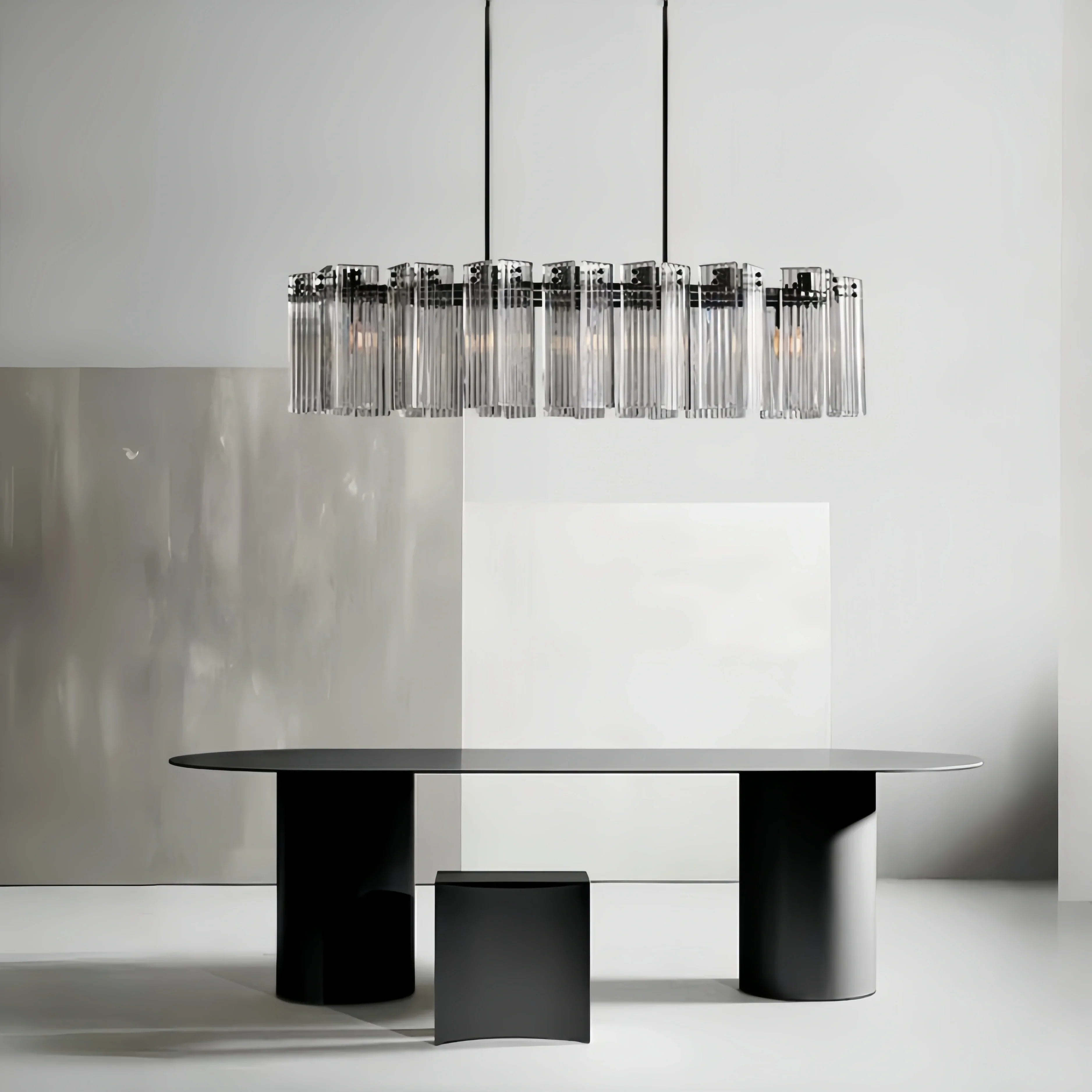 Delsie Oval Chandelier - 51''BronzeClearBlushlighting