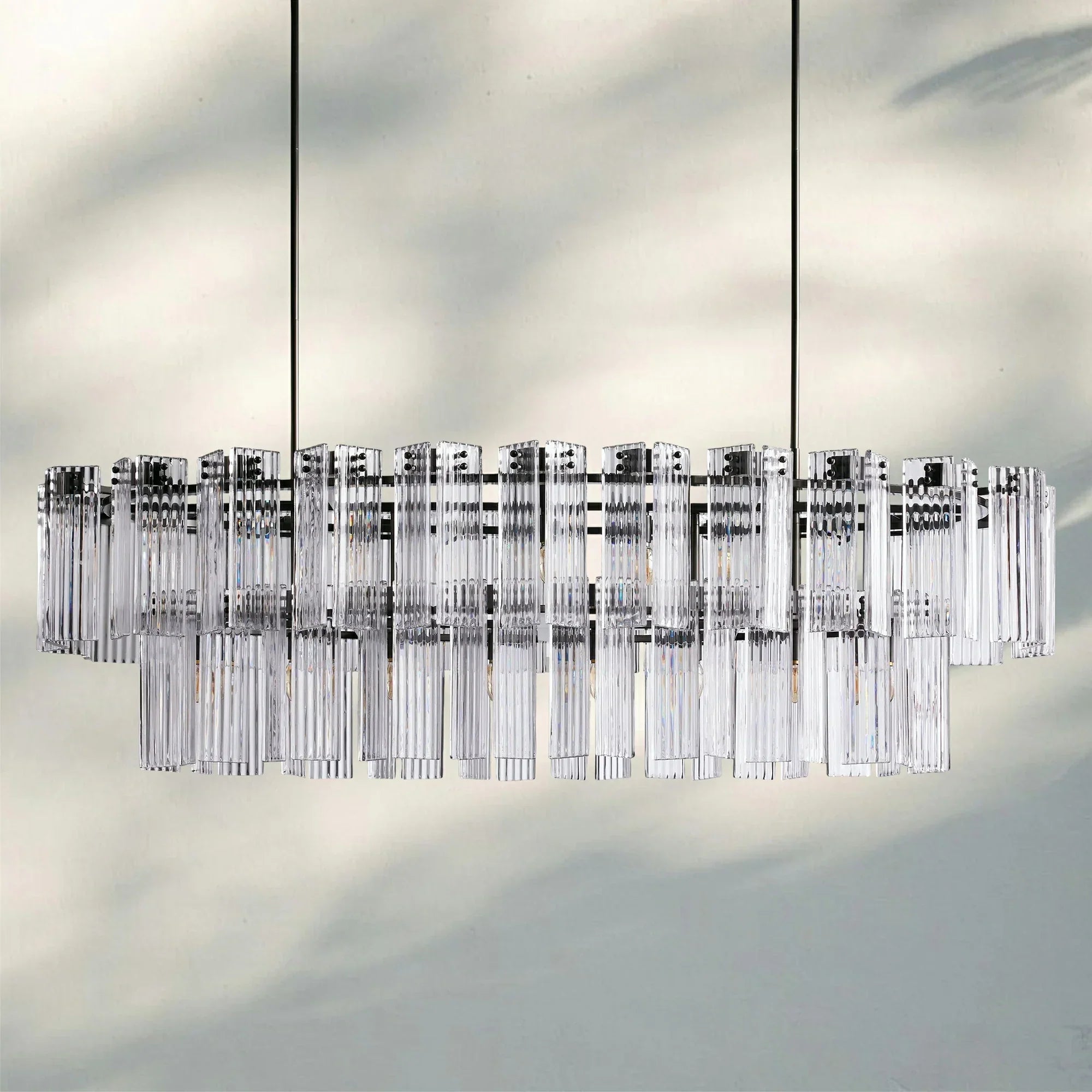 Delsie Oval Chandelier - 51''BronzeSmokeBlushlighting