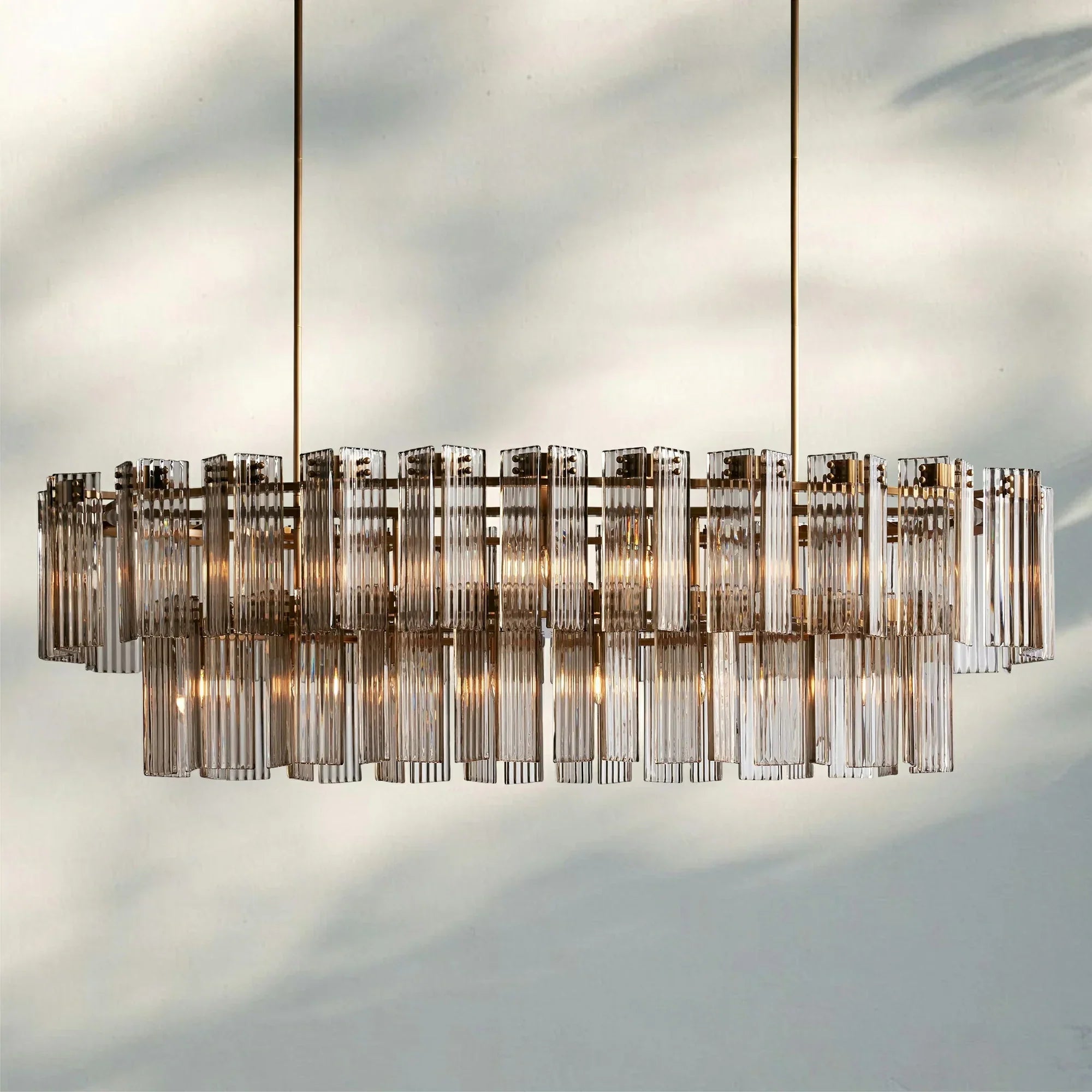 Delsie Oval Chandelier - 72''BrassSmokeBlushlighting