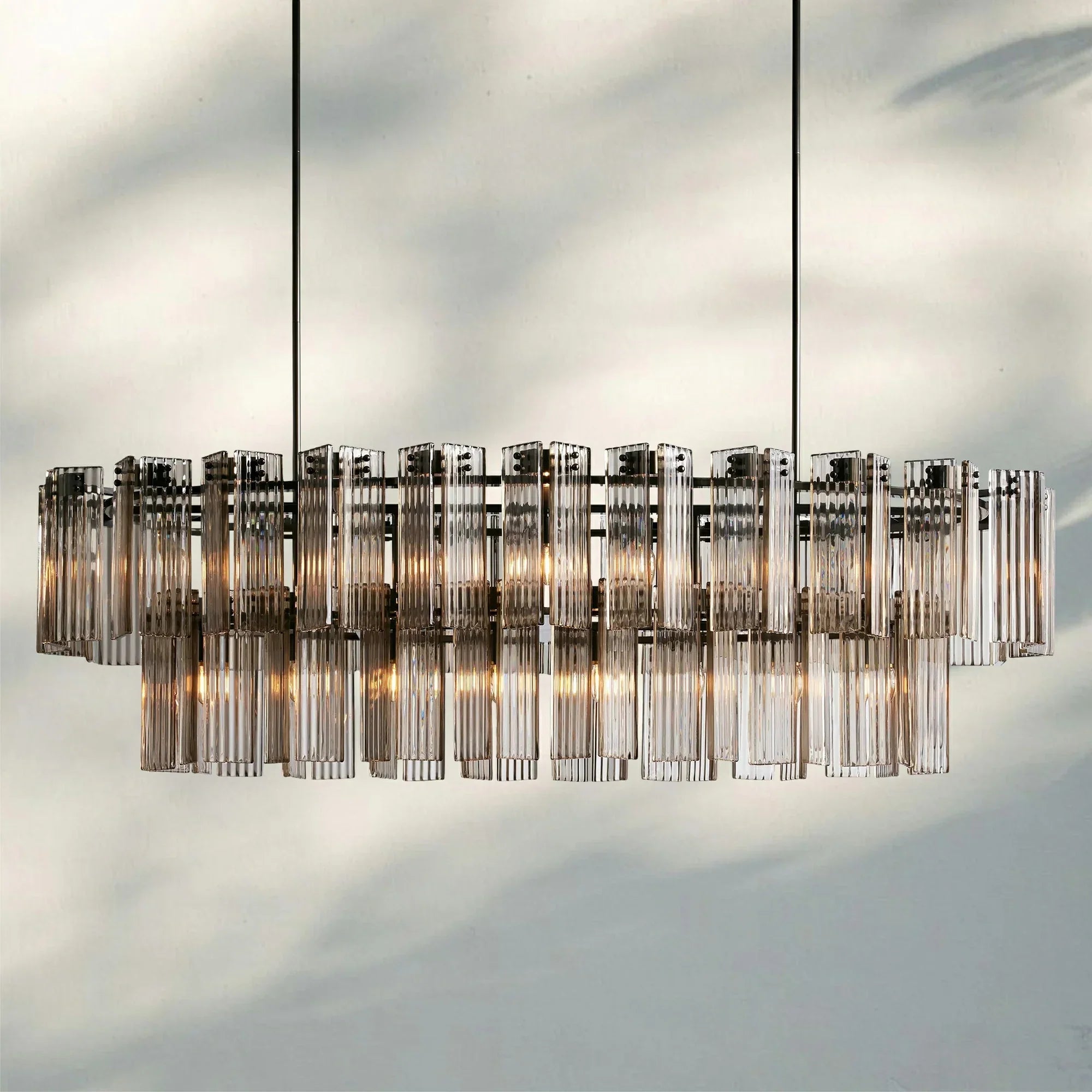Delsie Oval Chandelier - 63''BronzeSmokeBlushlighting