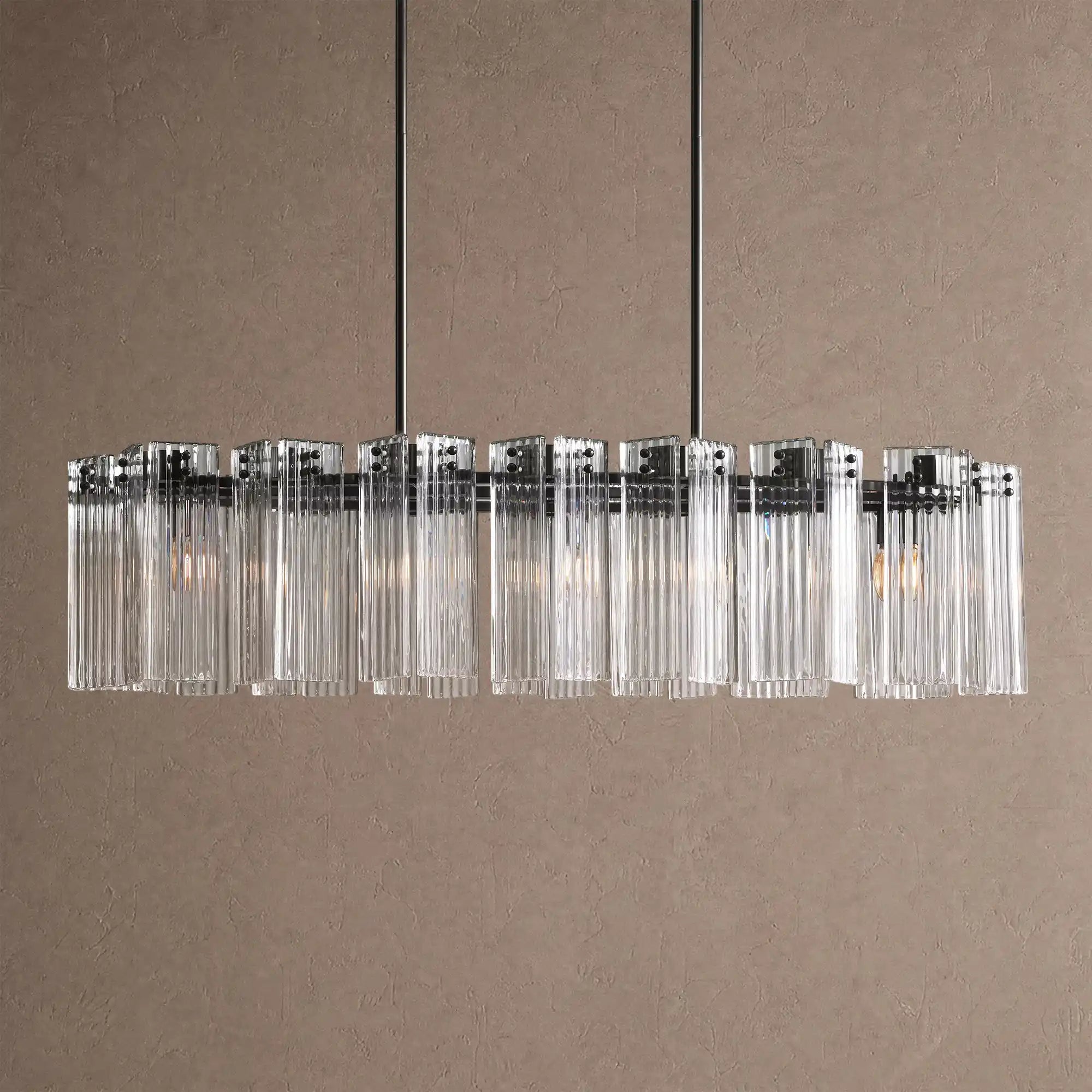 Delsie Oval Chandelier - 51''BlackClearBlushlighting