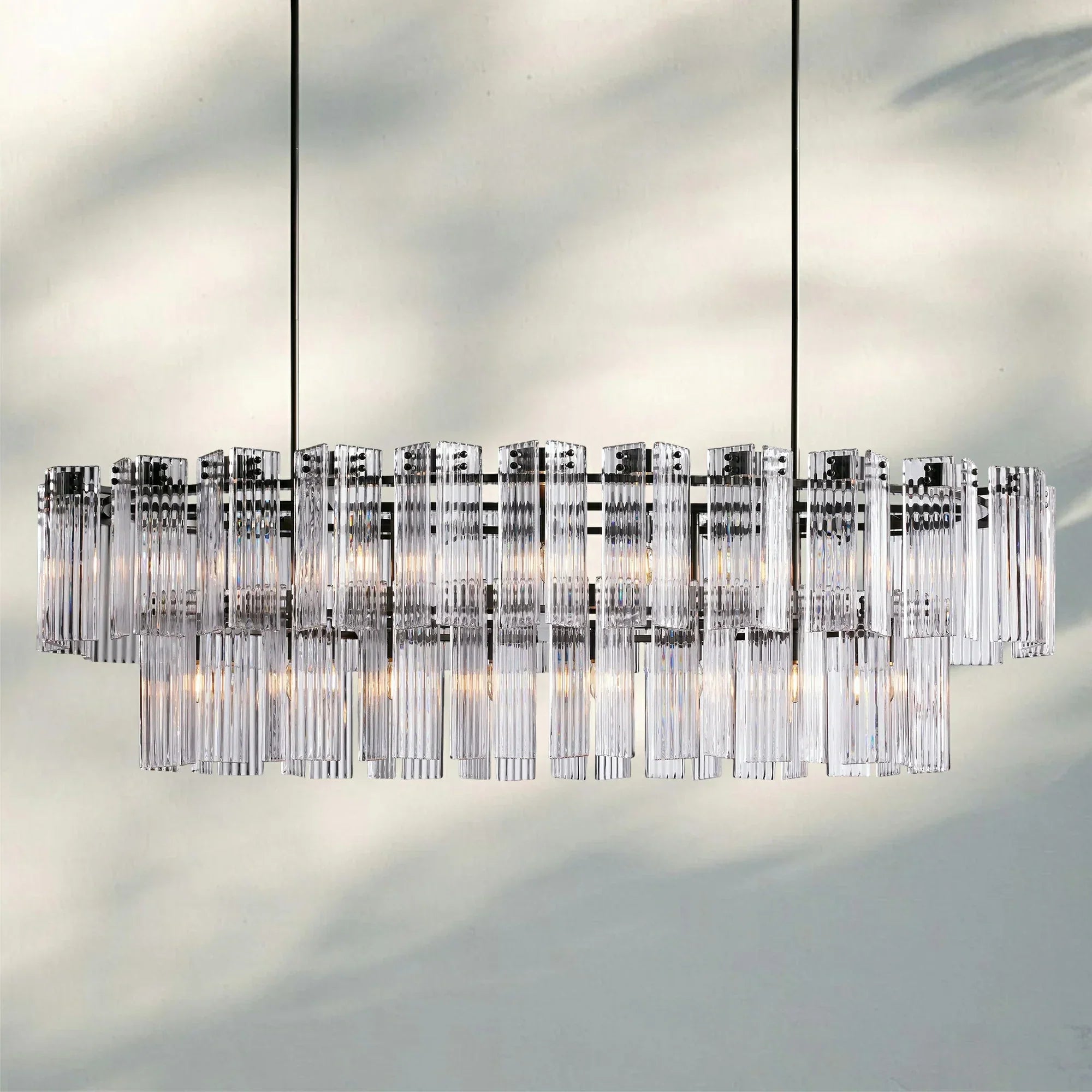 Delsie Oval Chandelier - 72''BronzeClearBlushlighting