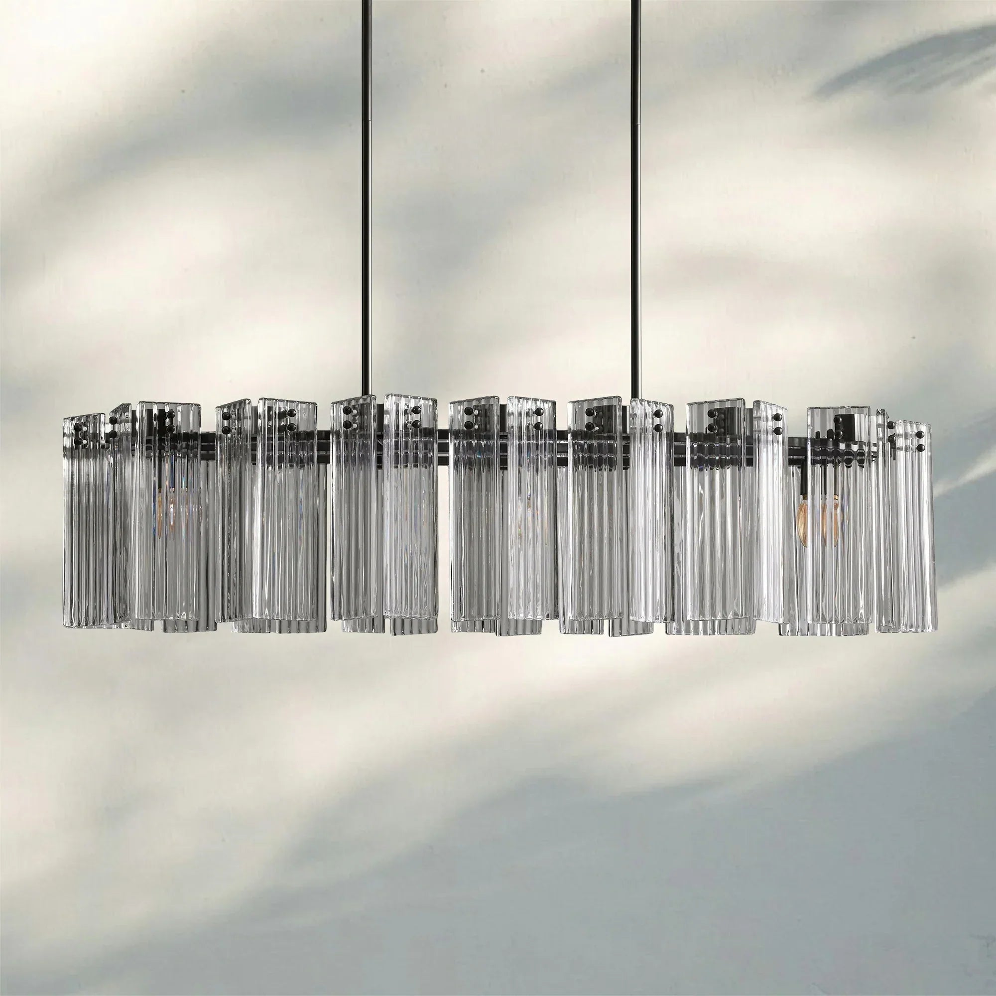 Delsie Oval Chandelier - 51''BronzeSmokeBlushlighting