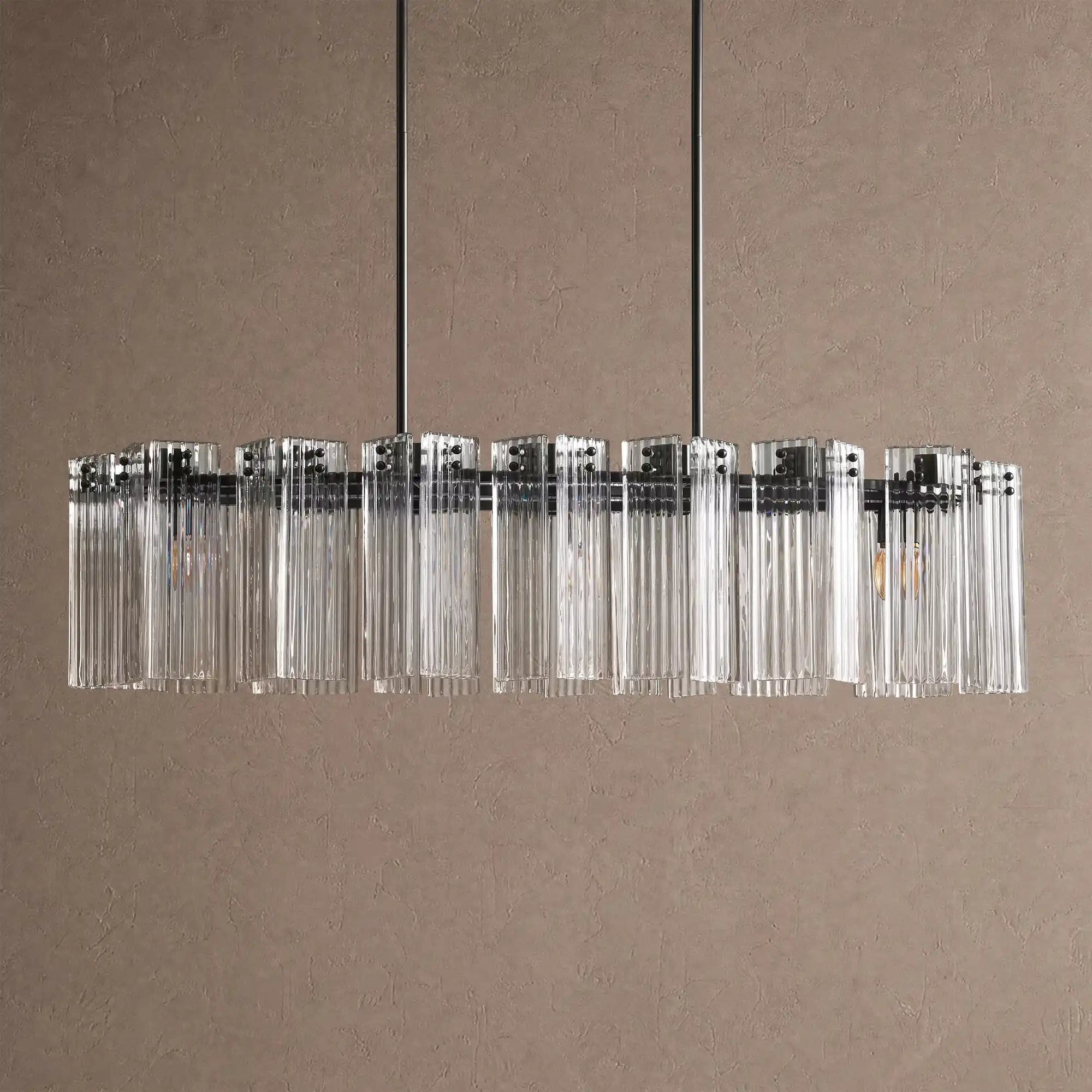 Delsie Oval Chandelier - 51''BlackClearBlushlighting