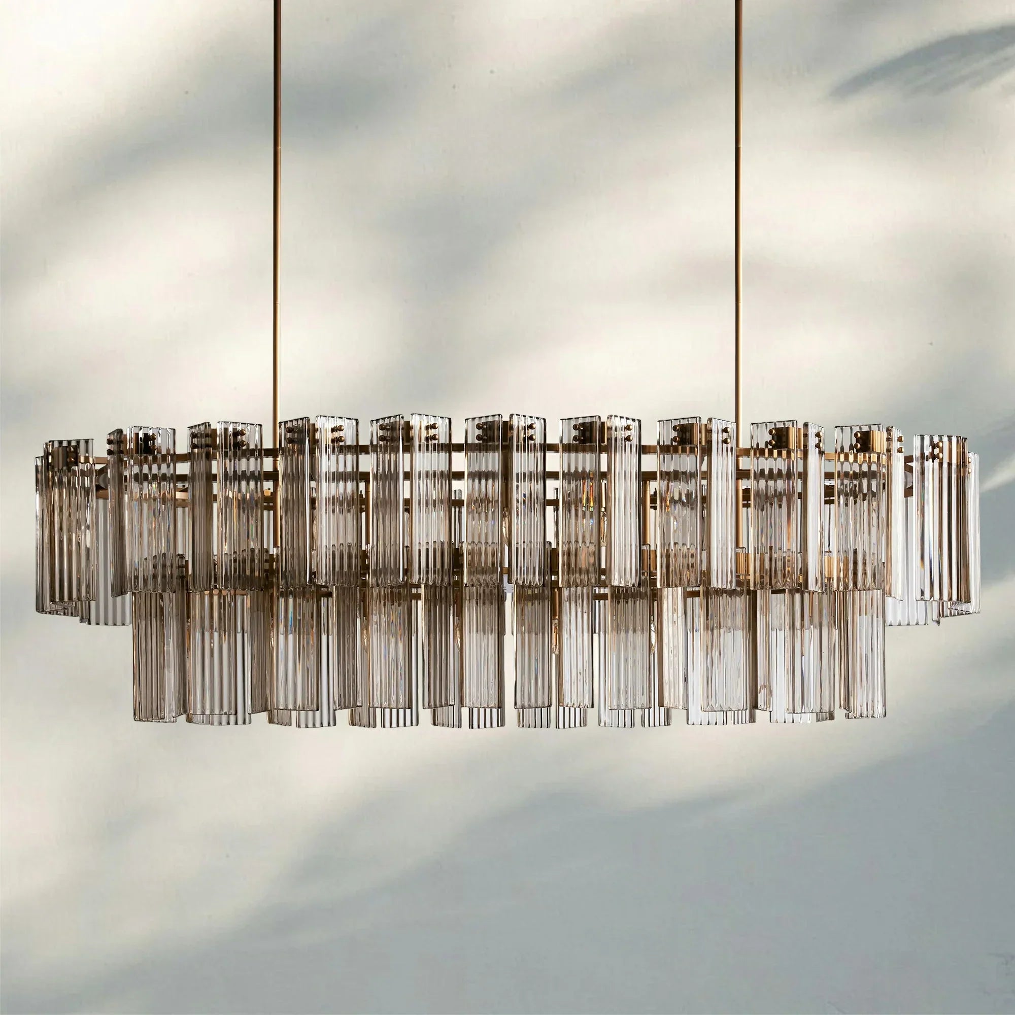 Delsia Oval Chandelier-63''-Brass-Smoke