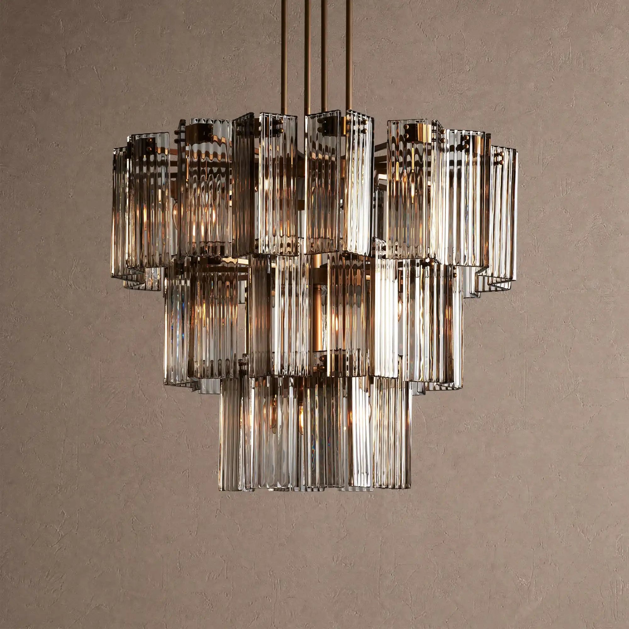 Delsie Round Chandelier 38''48''60'' - 38‘’BrassSmokeBlushlighting