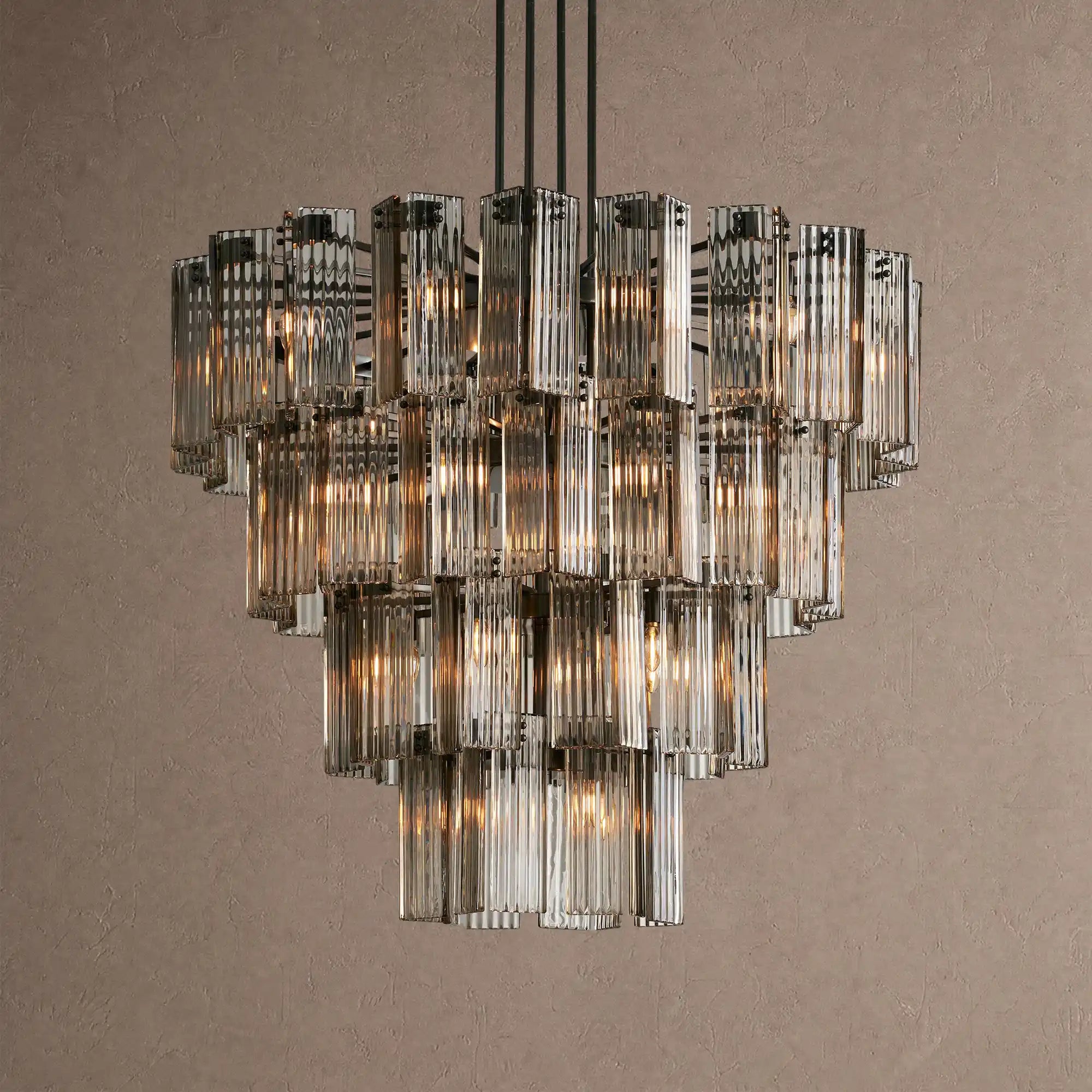 Delsie Round Chandelier 38''48''60'' - 48‘’BlackSmokeBlushlighting