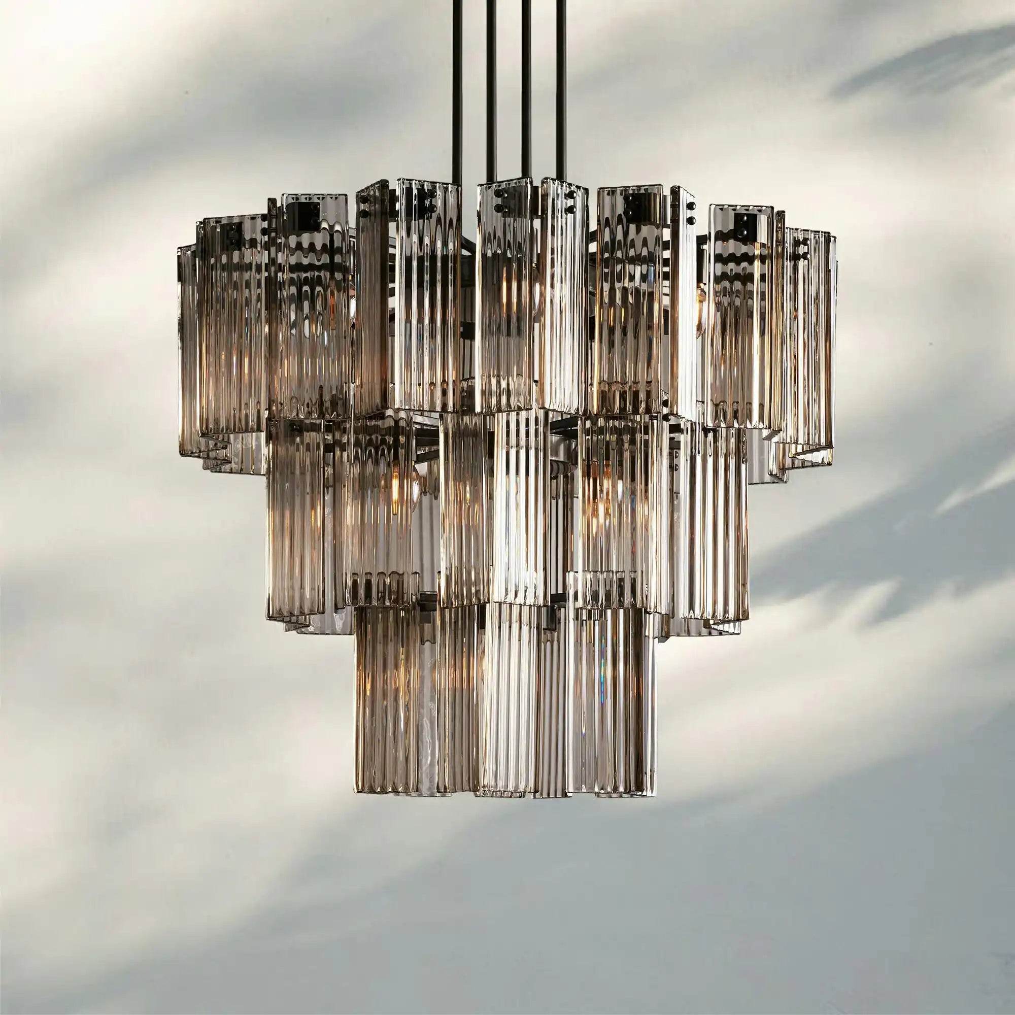 Delsie Round Chandelier 38''48''60'' - 60‘’BrassSmokeBlushlighting
