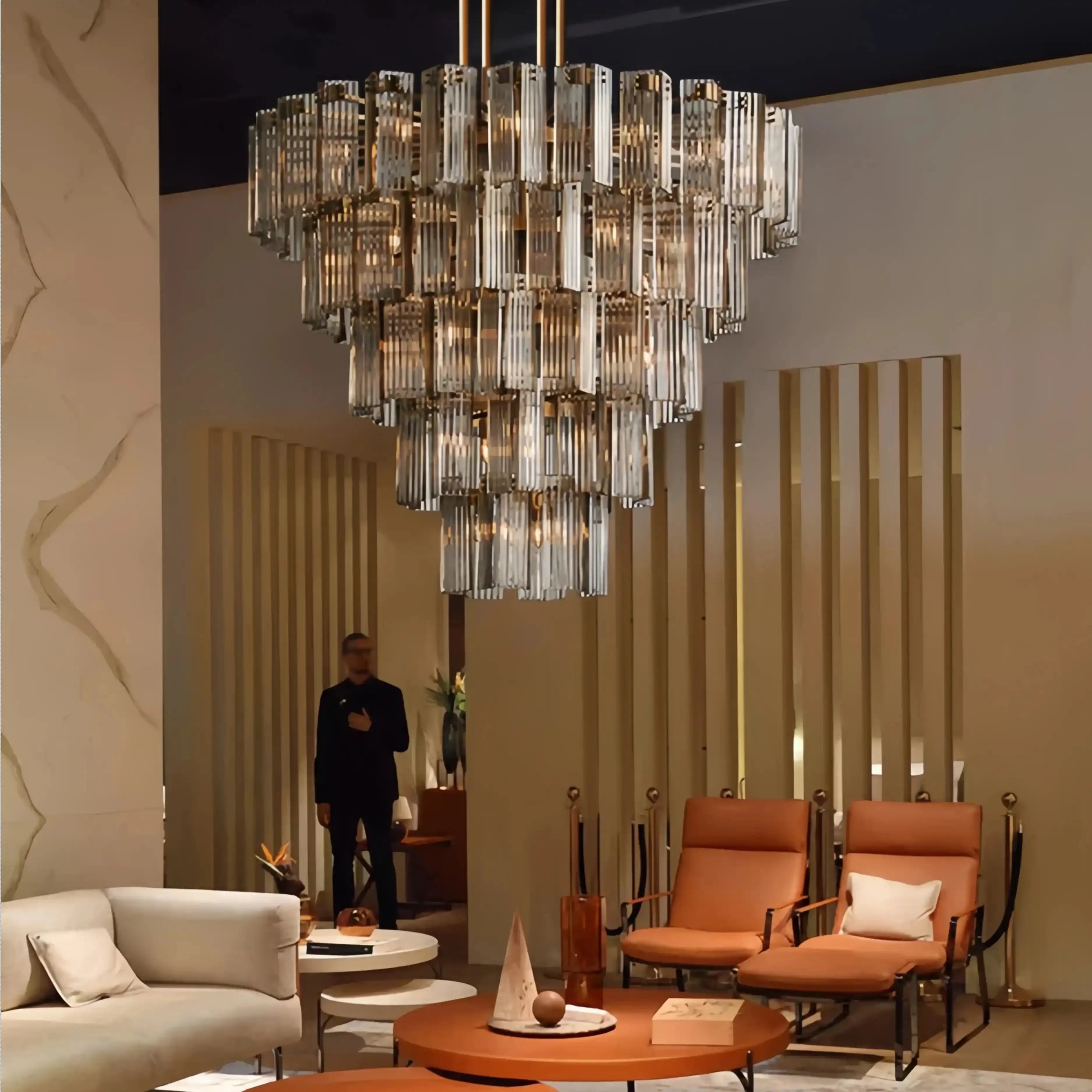 Delsie Round Chandelier 38''48''60'' - 38‘’BrassClearBlushlighting