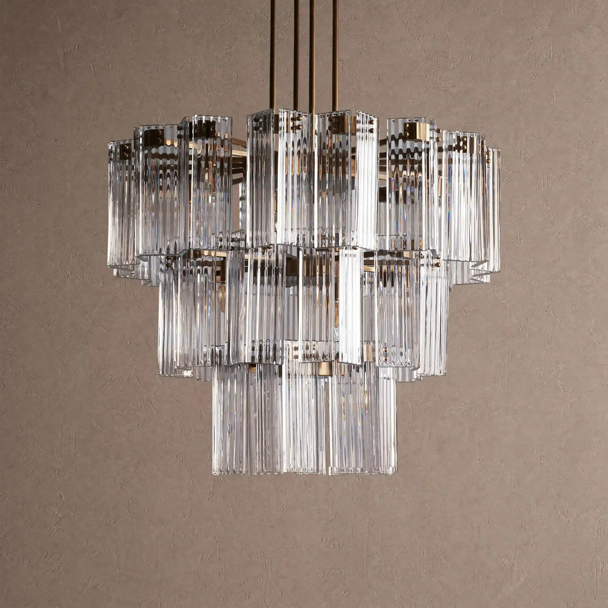 Delsie Round Chandelier 38''48''60'' - 38‘’BrassClearBlushlighting