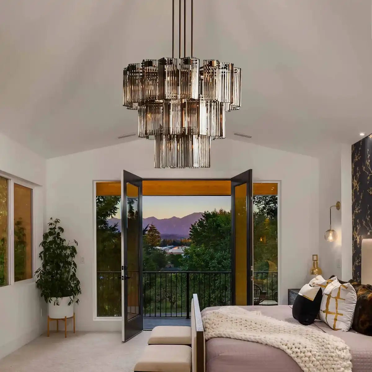 Delsie Round Chandelier 38''48''60'' - 60‘’BrassSmokeBlushlighting