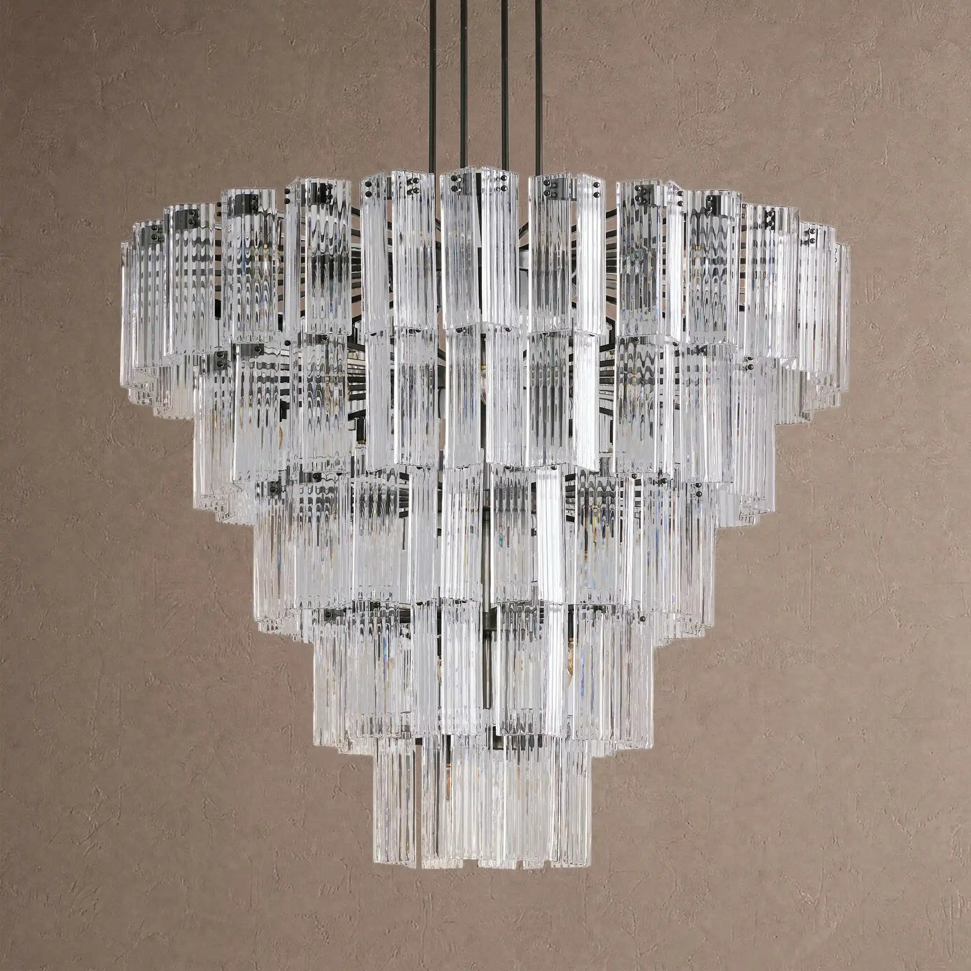 Delsie Round Chandelier 38''48''60'' - 60‘’BlackClearBlushlighting