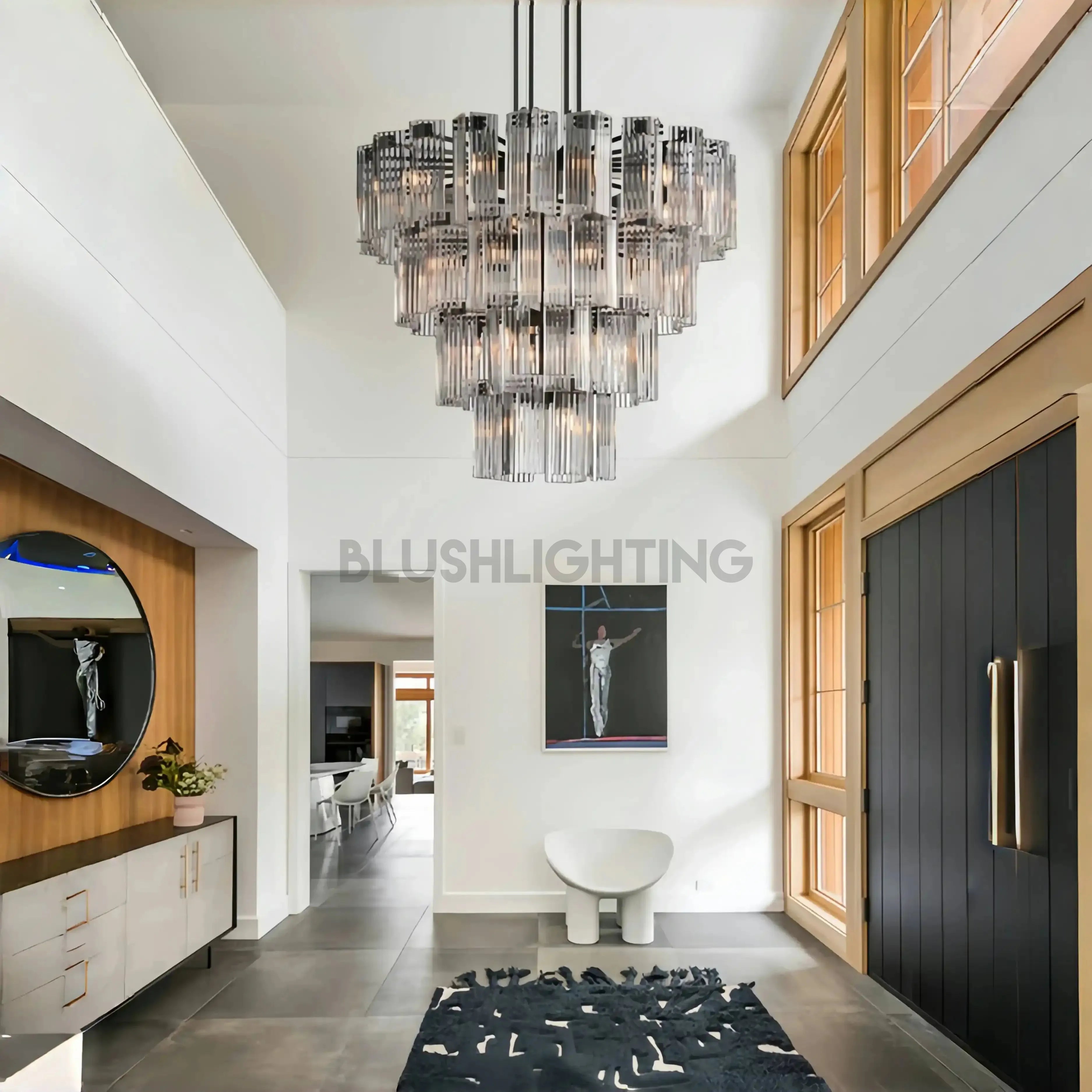 Delsie Round Chandelier 38''48''60'' - 38‘’BrassClearBlushlighting