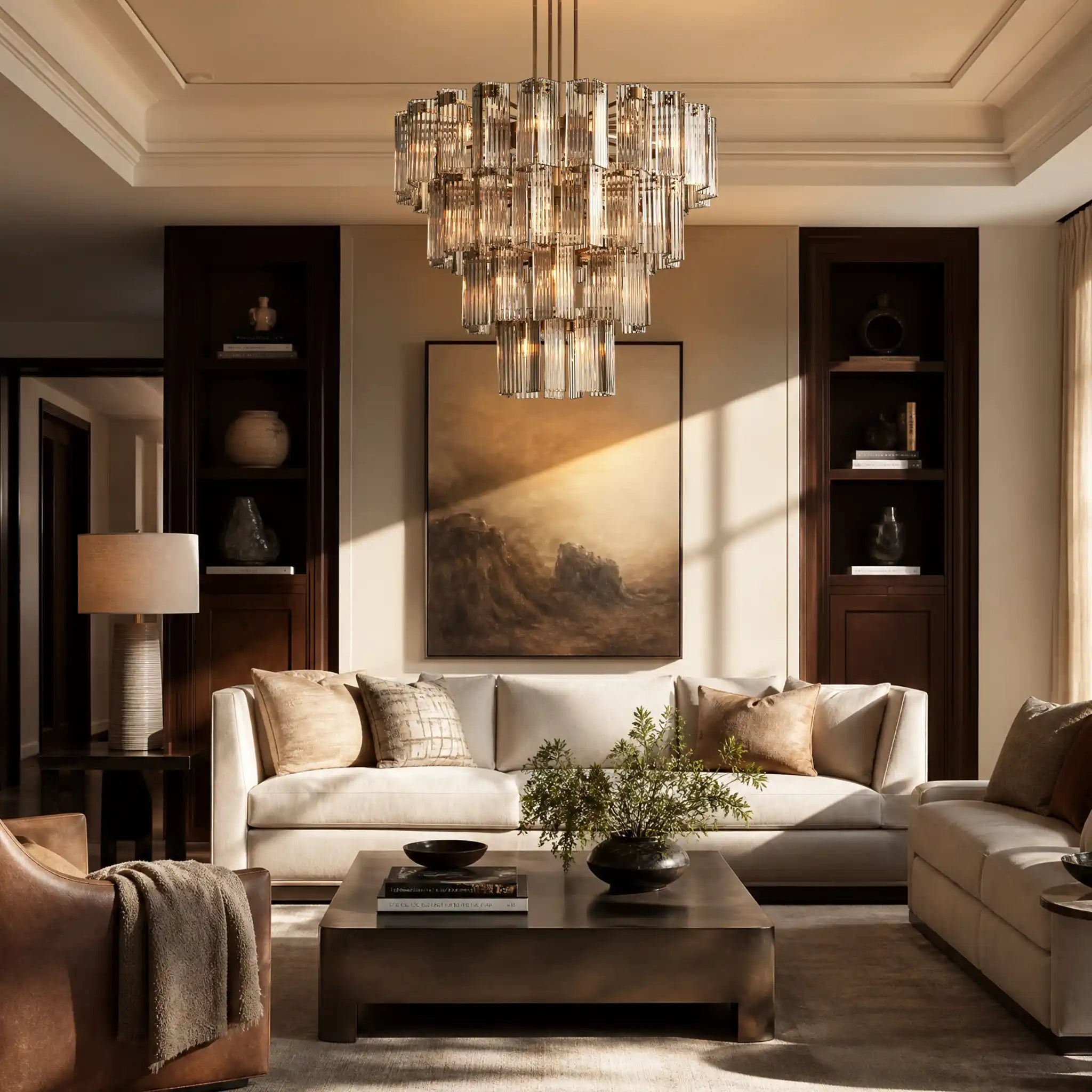 Delsie Round Chandelier 38''48''60'' - 60‘’BronzeSmokeBlushlighting
