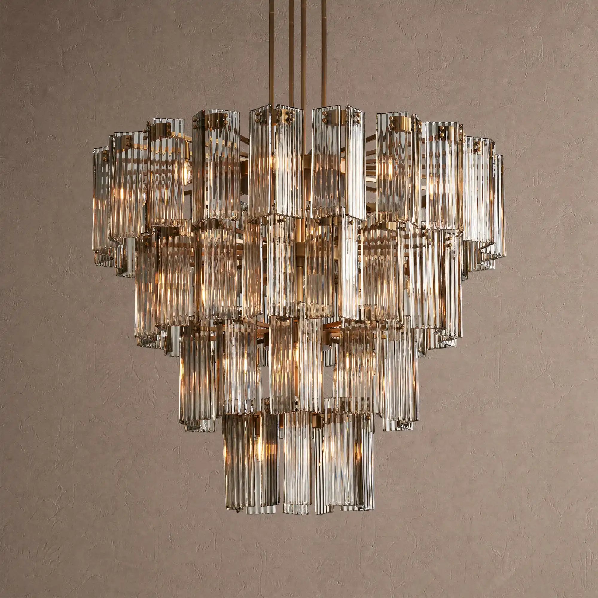 Delsie Round Chandelier 38''48''60'' - 48‘’BrassSmokeBlushlighting
