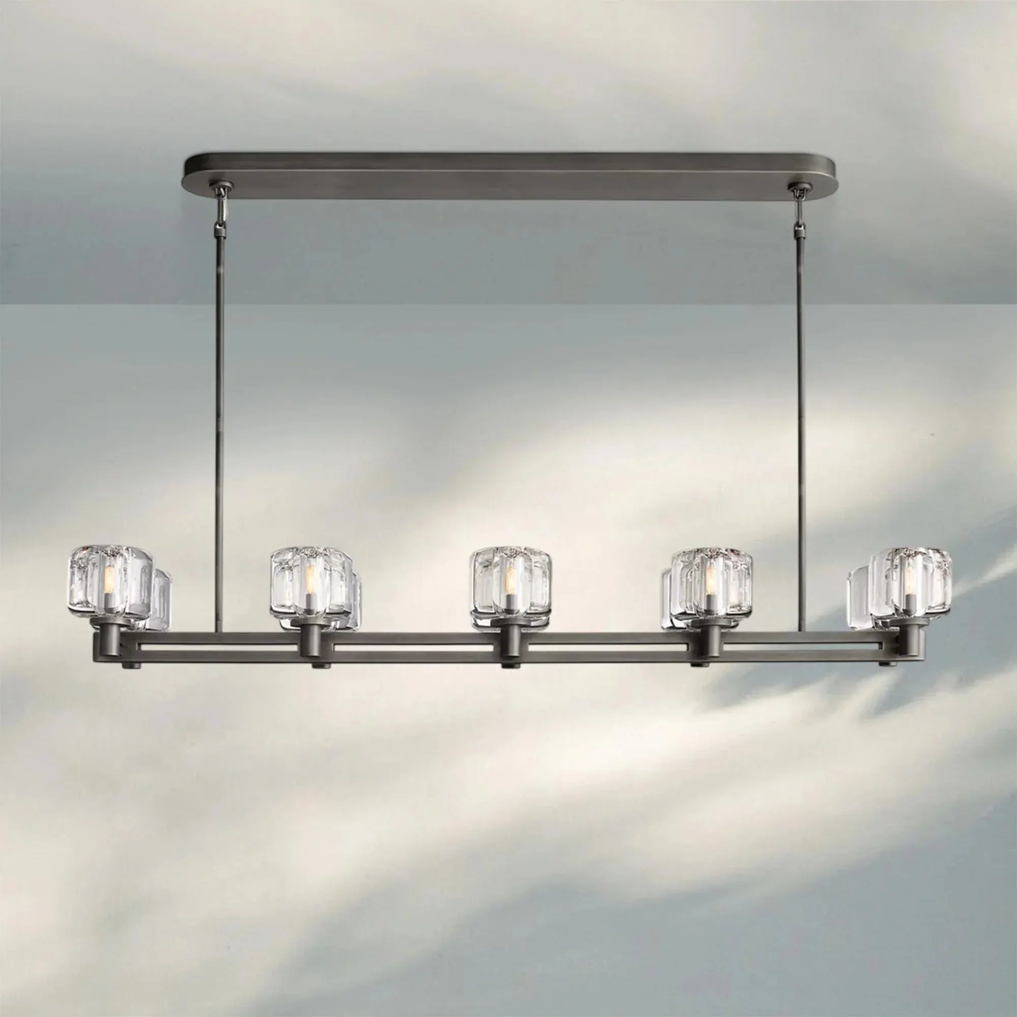 Demart Double Linear Chandelier 54'' 72''-54"W x 13¼"D x 7"H-Black-